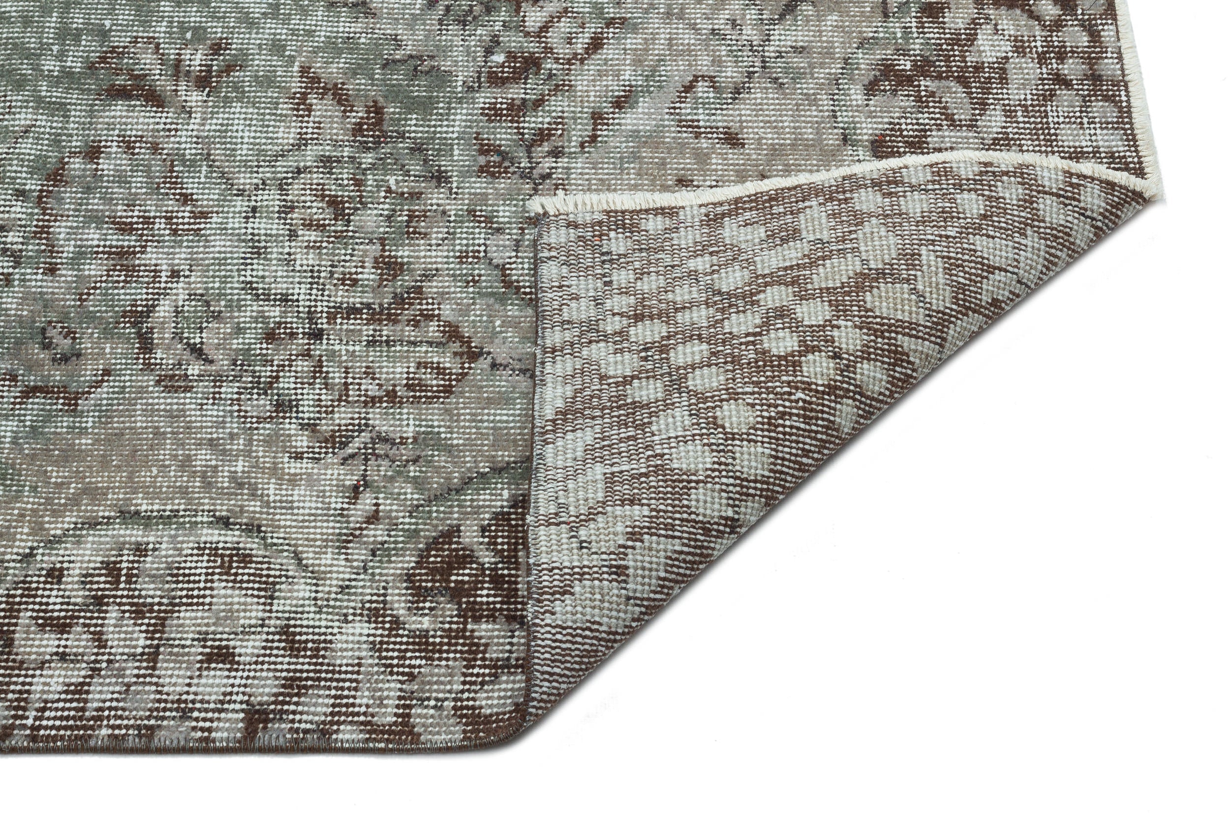 Atina Grey Vintage Wool Handmade Area Rug 5'4" x 8'10"