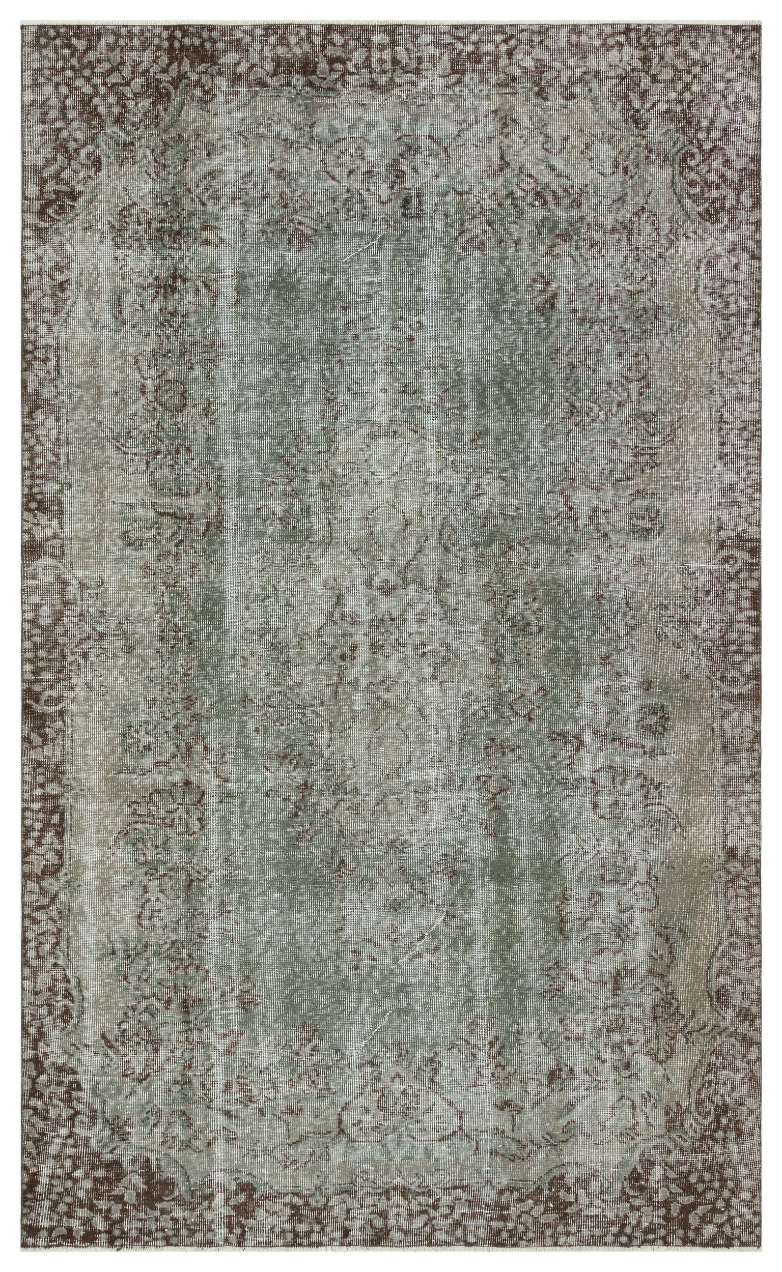 Atina Grey Vintage Wool Handmade Area Rug 5'4" x 8'10"