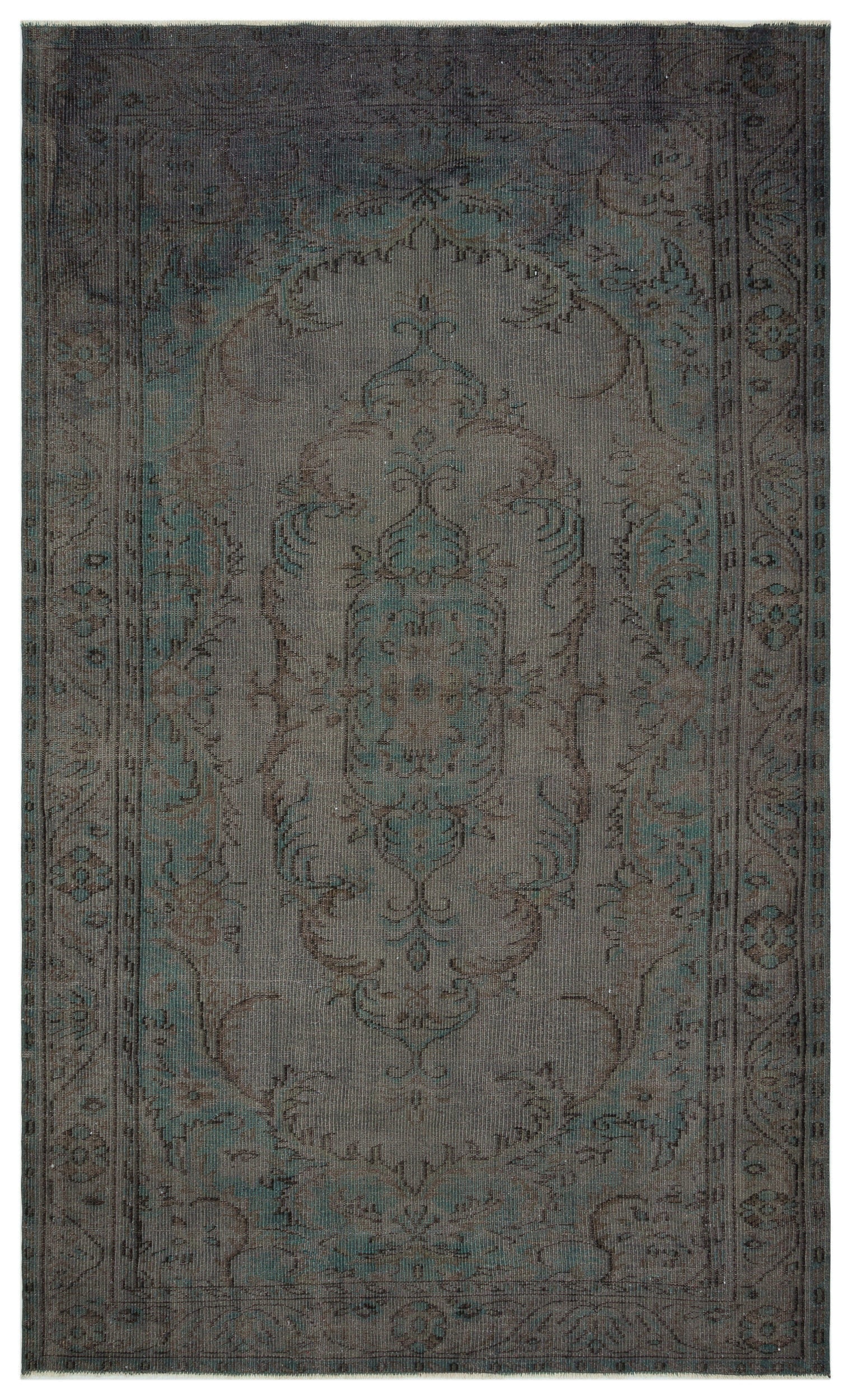 Atina Grey Vintage Wool Handmade Area Rug 5'10" x 9'10"