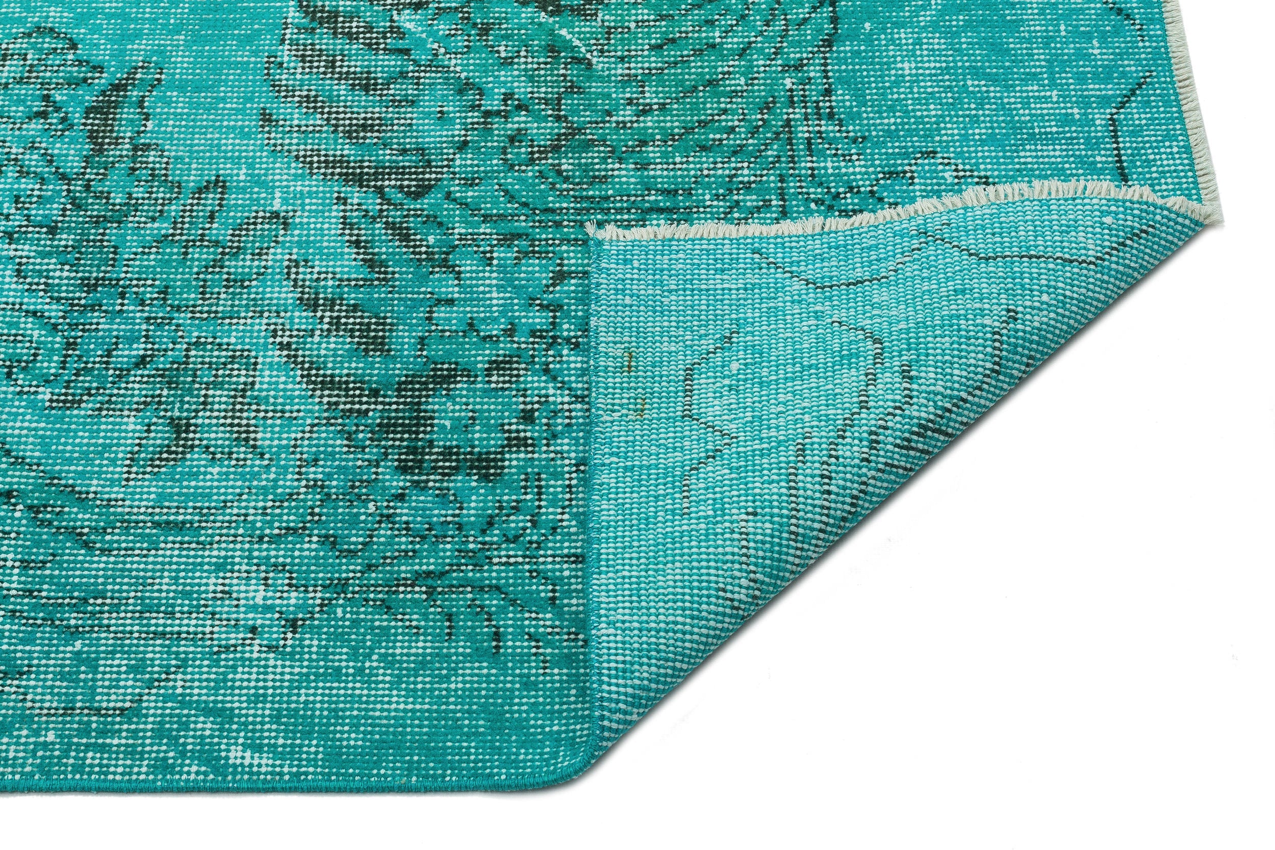 Atina Turquoise Vintage Wool Handmade Area Rug 6'1" x 9'11"