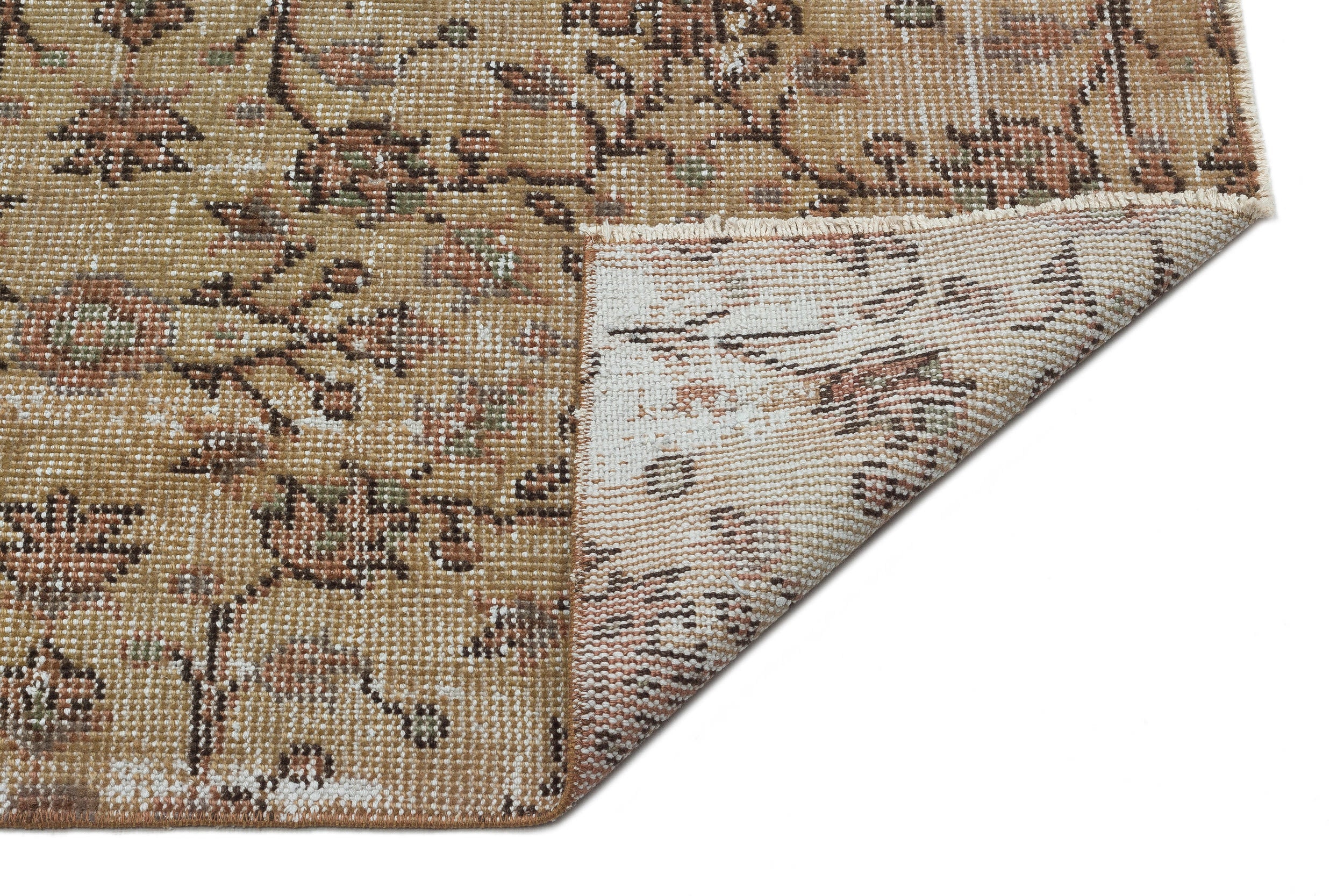 Atina Brown Vintage Wool Handmade Area Rug 6'4" x 9'3"