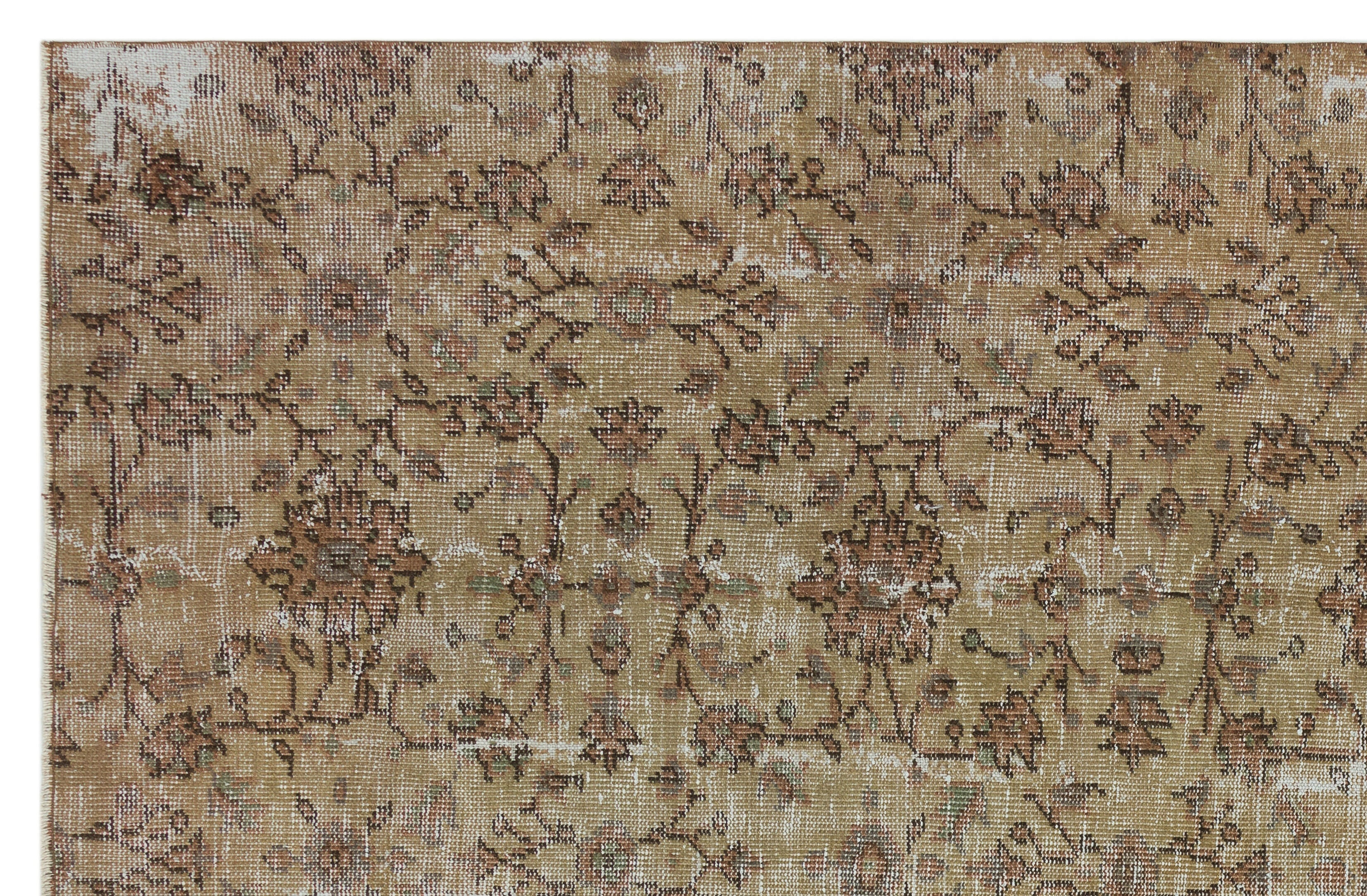 Atina Brown Vintage Wool Handmade Area Rug 6'4" x 9'3"
