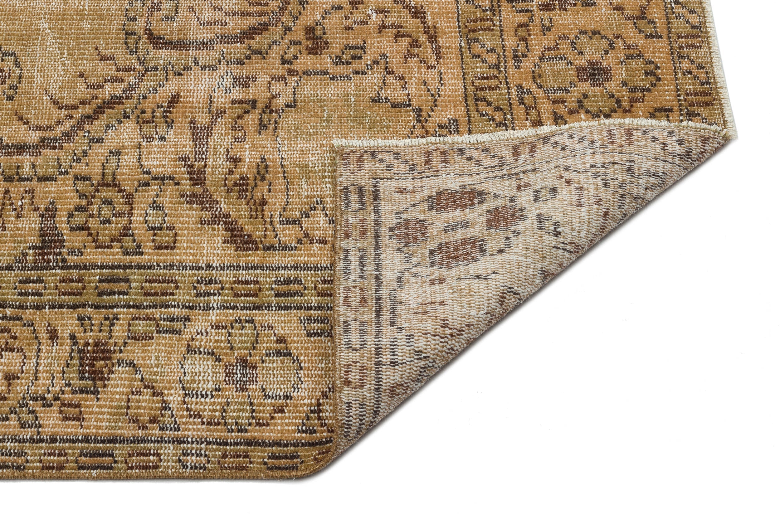 Atina Brown Vintage Wool Handmade Area Rug 5'5" x 9'6"