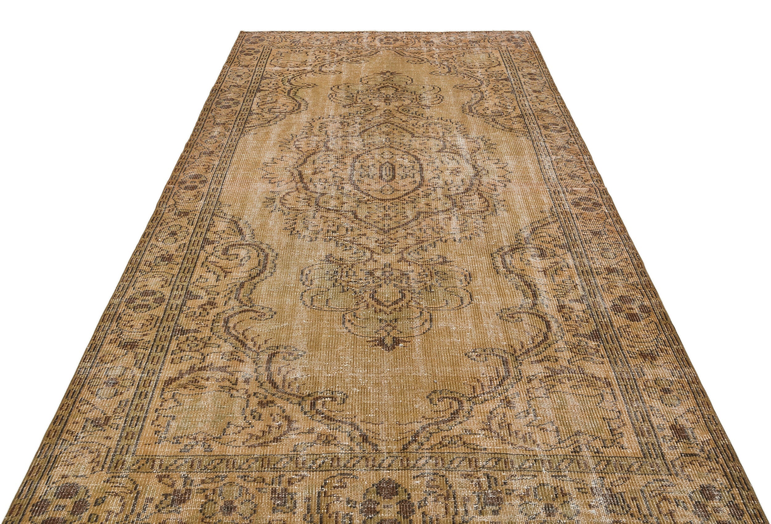 Atina Brown Vintage Wool Handmade Area Rug 5'5" x 9'6"