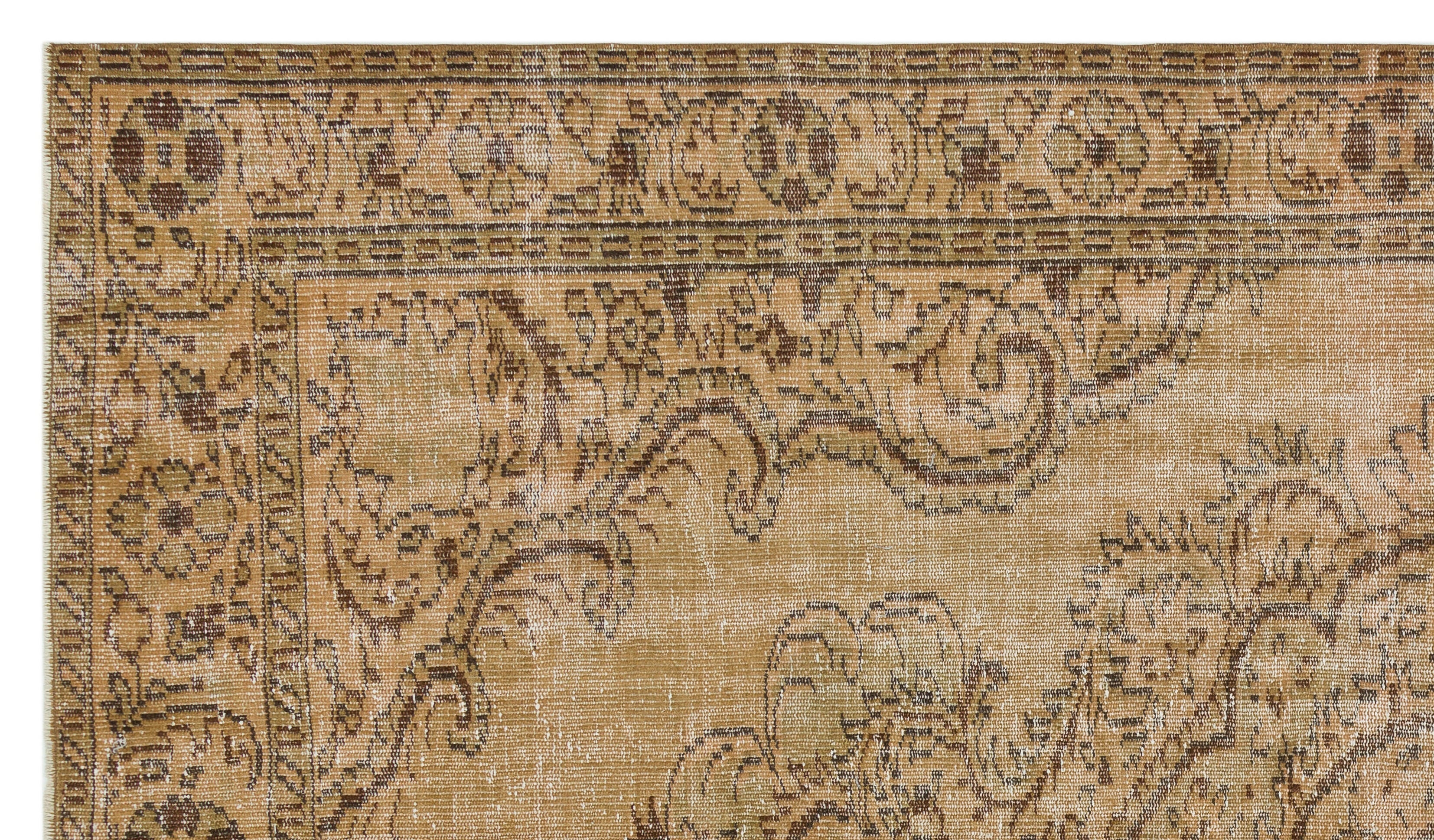 Atina Brown Vintage Wool Handmade Area Rug 5'5" x 9'6"
