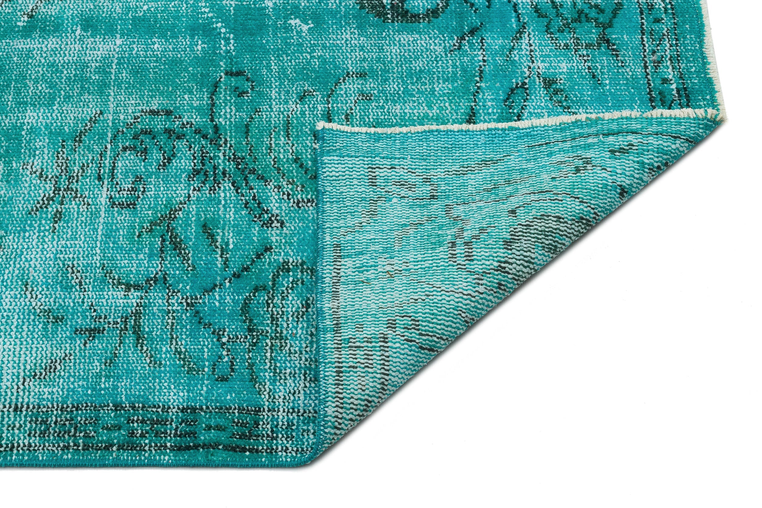 Atina Turquoise Vintage Wool Handmade Area Rug 6'0" x 8'9"