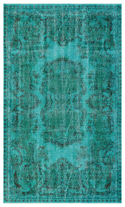 Atina Turquoise Vintage Wool Handmade Area Rug 5'2" x 8'9"