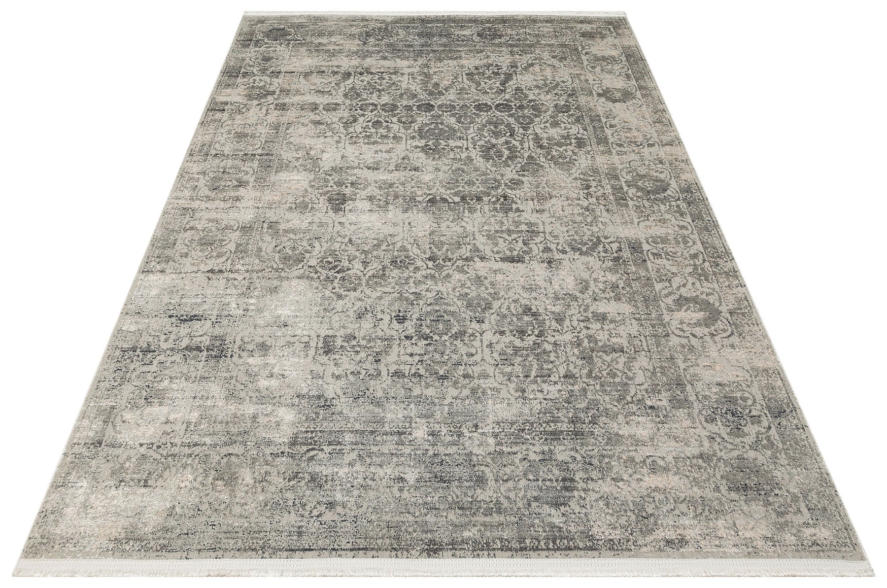 Vintage Area Rug – Grey Machine Made Rug | Soft Touch Carpet, Easy Clean
