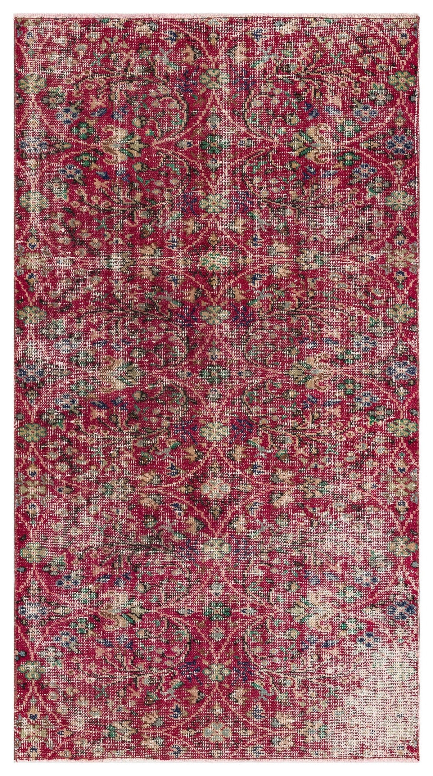 Atina Red Vintage Wool Handmade Area Rug 3'7" x 6'6"