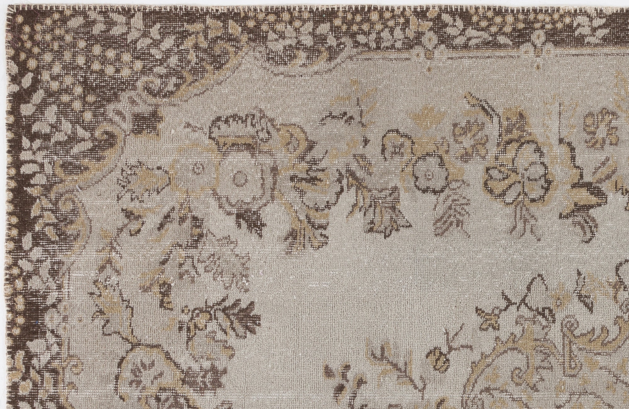 Atina Beige Vintage Wool Handmade Area Rug 6'1" x 9'8"