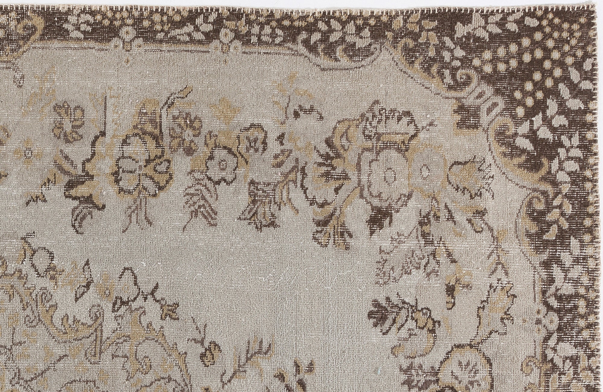 Atina Beige Vintage Wool Handmade Area Rug 6'1" x 9'8"
