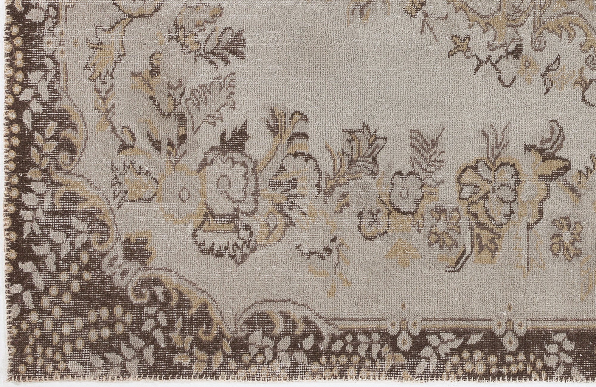 Atina Beige Vintage Wool Handmade Area Rug 6'1" x 9'8"