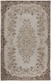 Atina Beige Vintage Wool Handmade Area Rug 6'1" x 9'8"