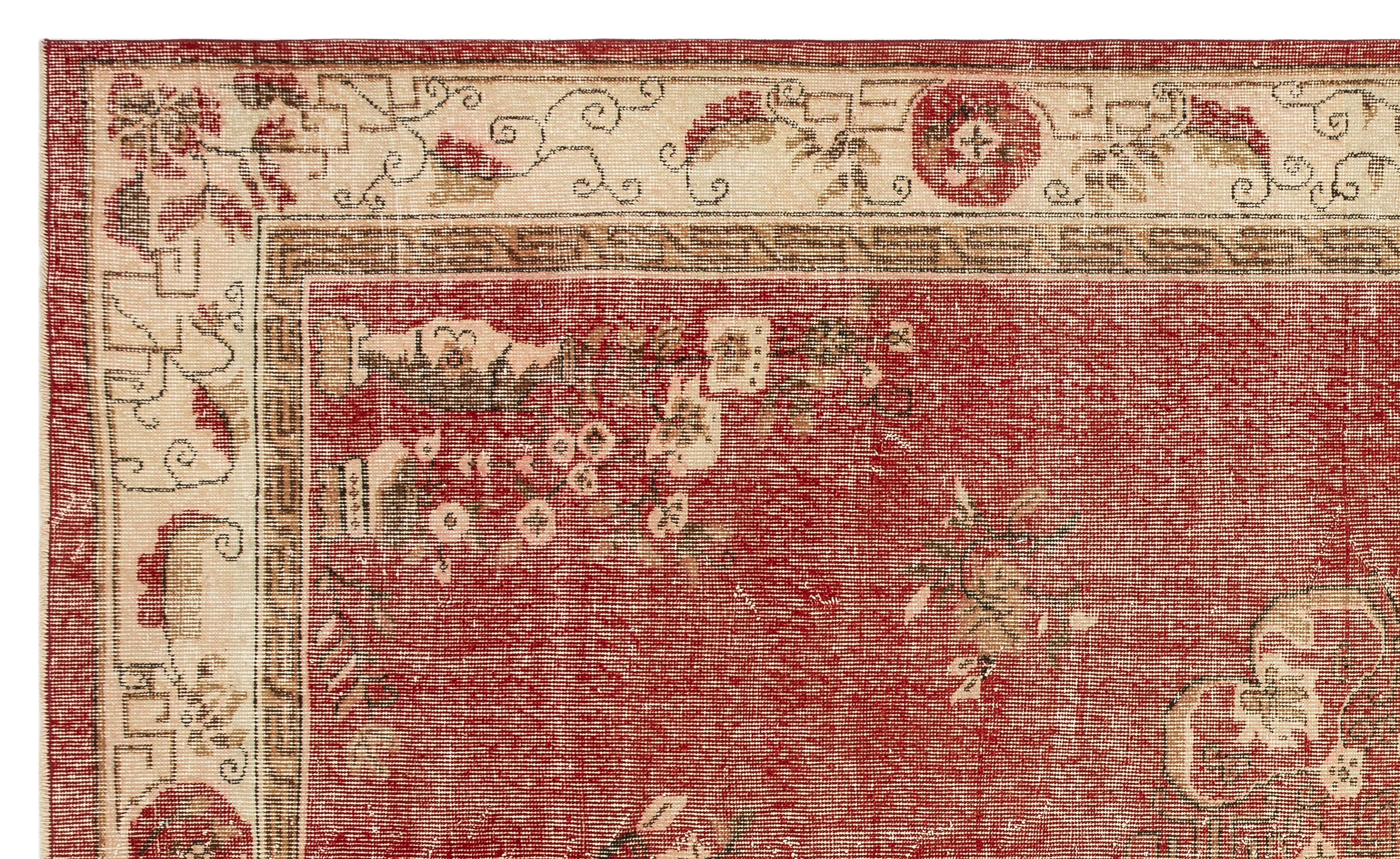 Atina Red Vintage Wool Handmade Area Rug 6'7" x 10'4"