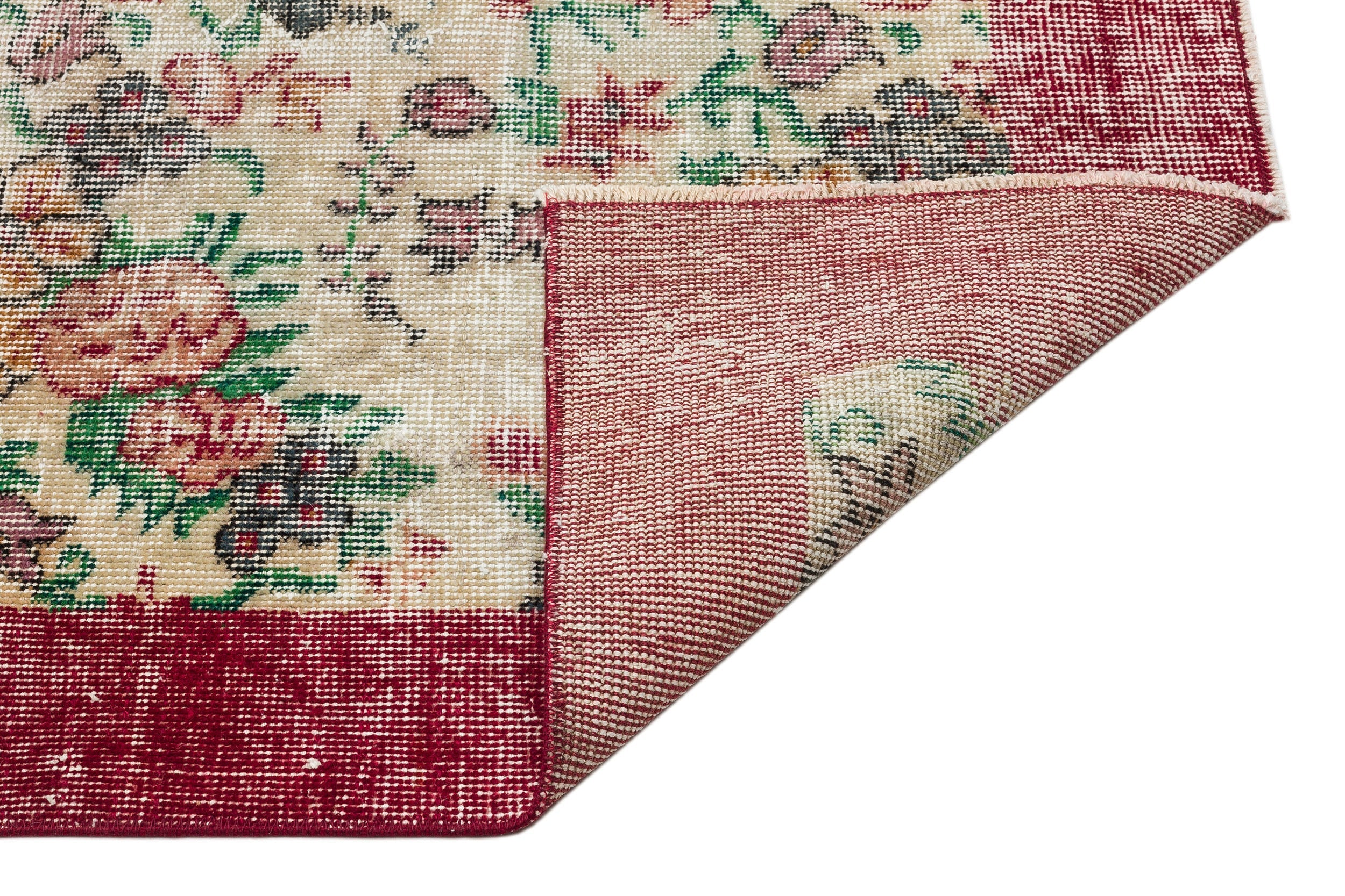 Atina Beige Vintage Wool Handmade Area Rug 5'5" x 9'1"