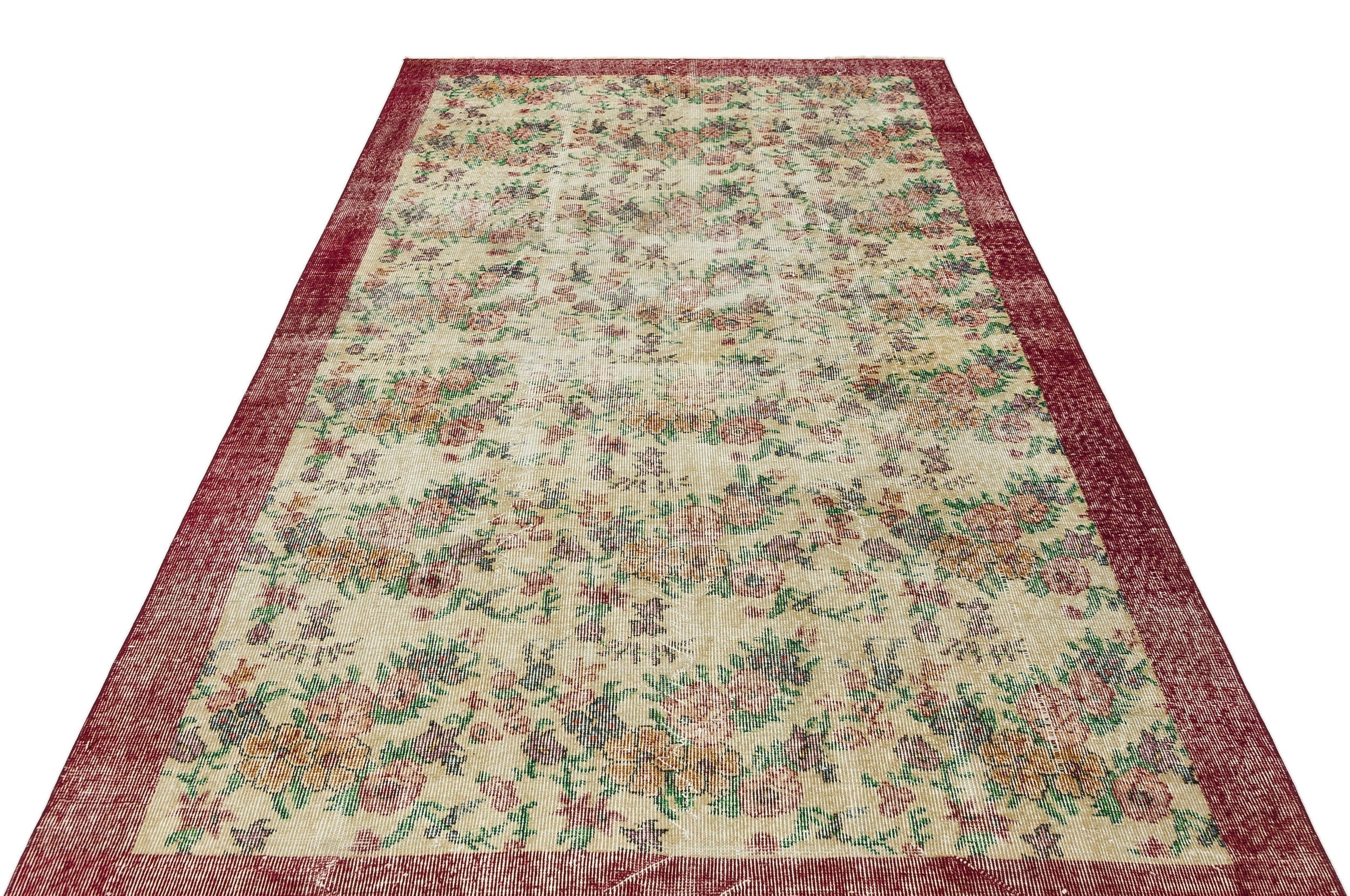 Atina Beige Vintage Wool Handmade Area Rug 5'5" x 9'1"