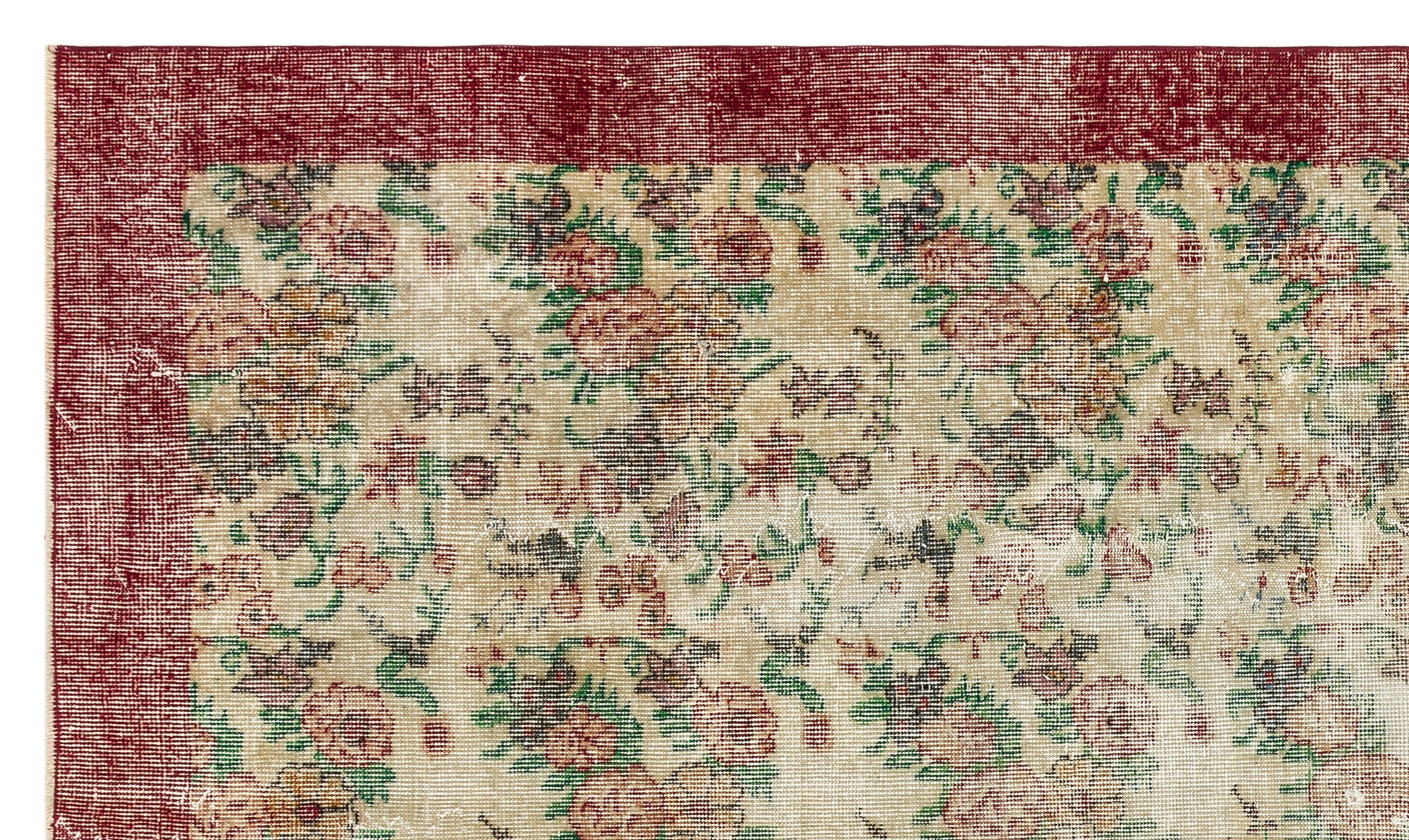 Atina Beige Vintage Wool Handmade Area Rug 5'5" x 9'1"