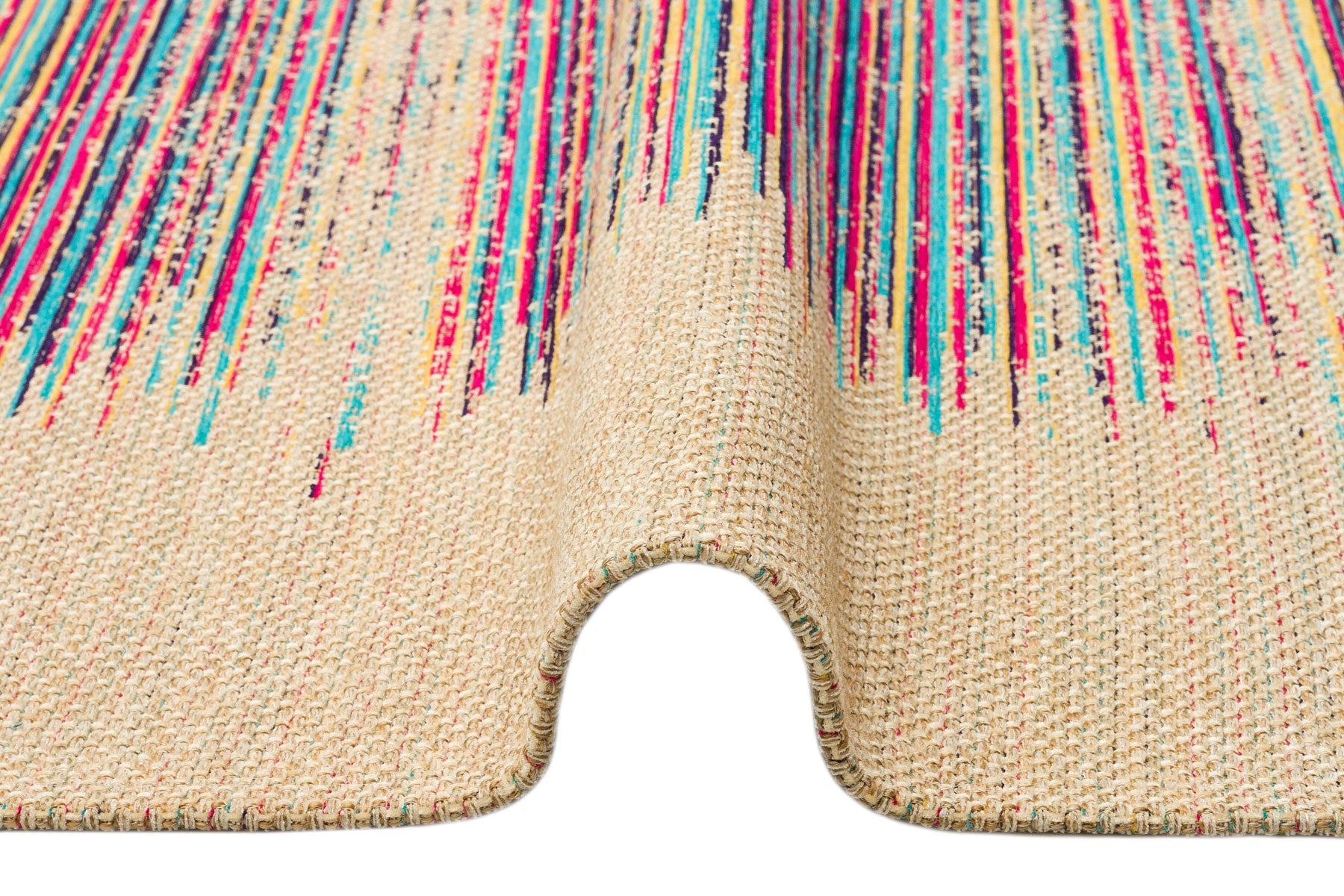 Cotton Kilim Rug – Beige Striped Kilim Carpet | Non Slip Area Rug, Flatweave Floor Mat
