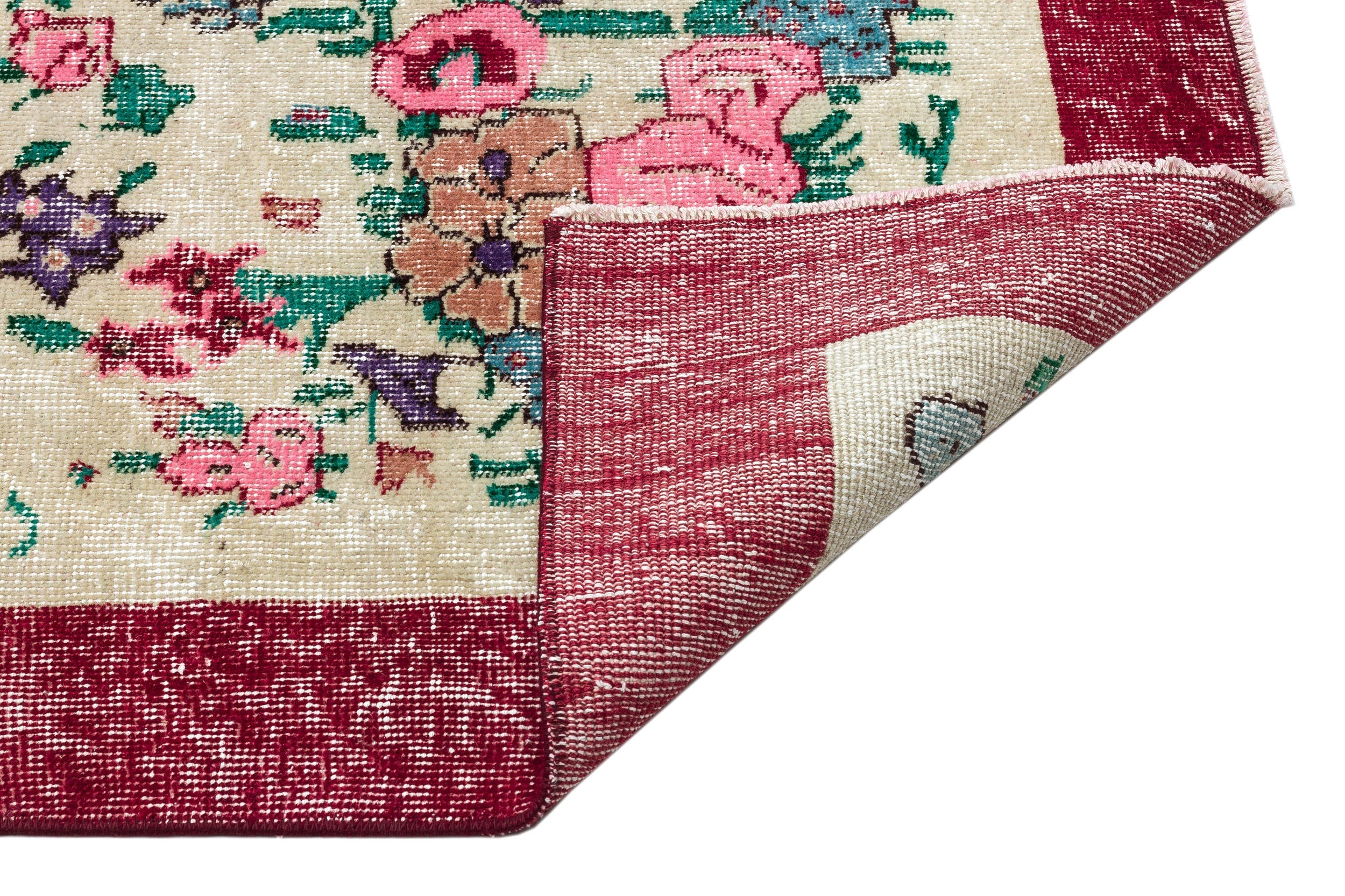 Atina Beige Vintage Wool Handmade Area Rug 6'3" x 9'8"