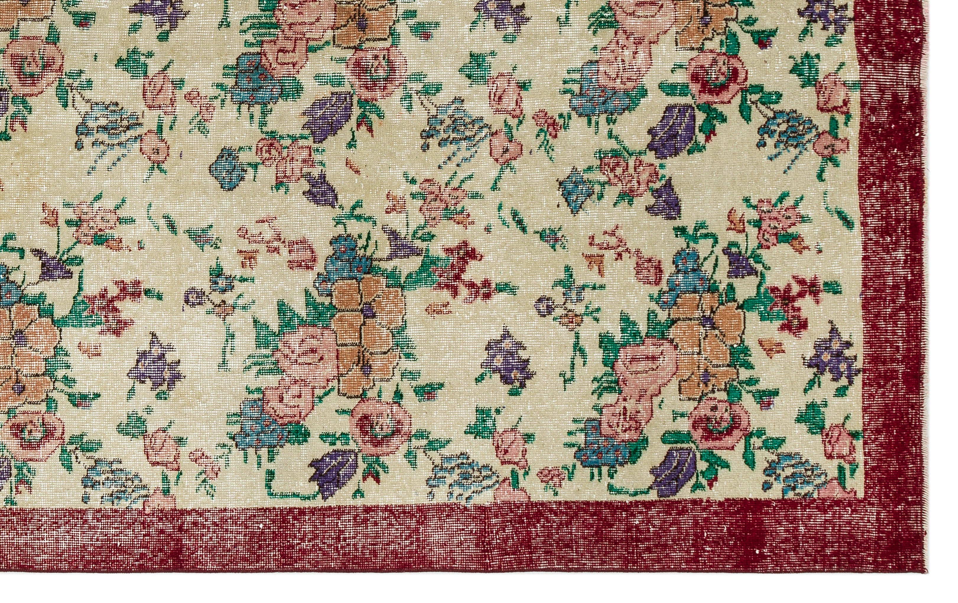 Atina Beige Vintage Wool Handmade Area Rug 6'3" x 9'8"