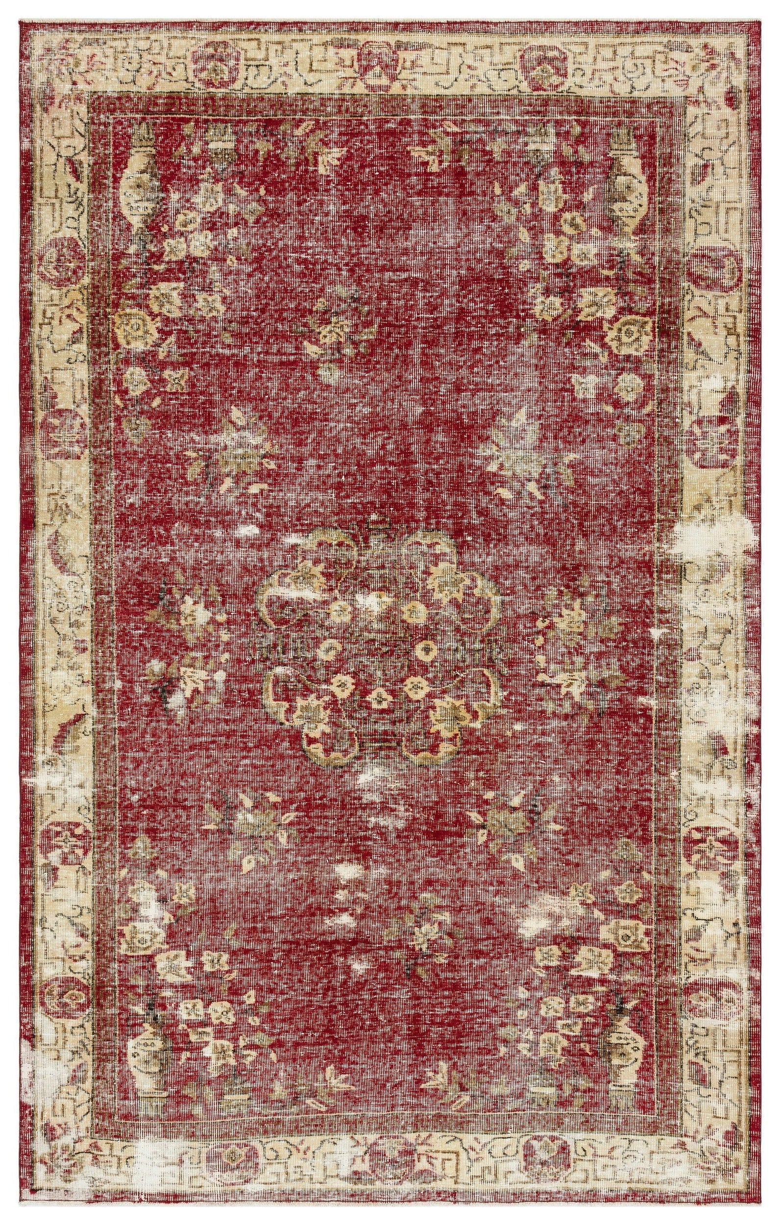 Atina Red Classic Wool Handmade Area Rug 6'4" x 9'1"