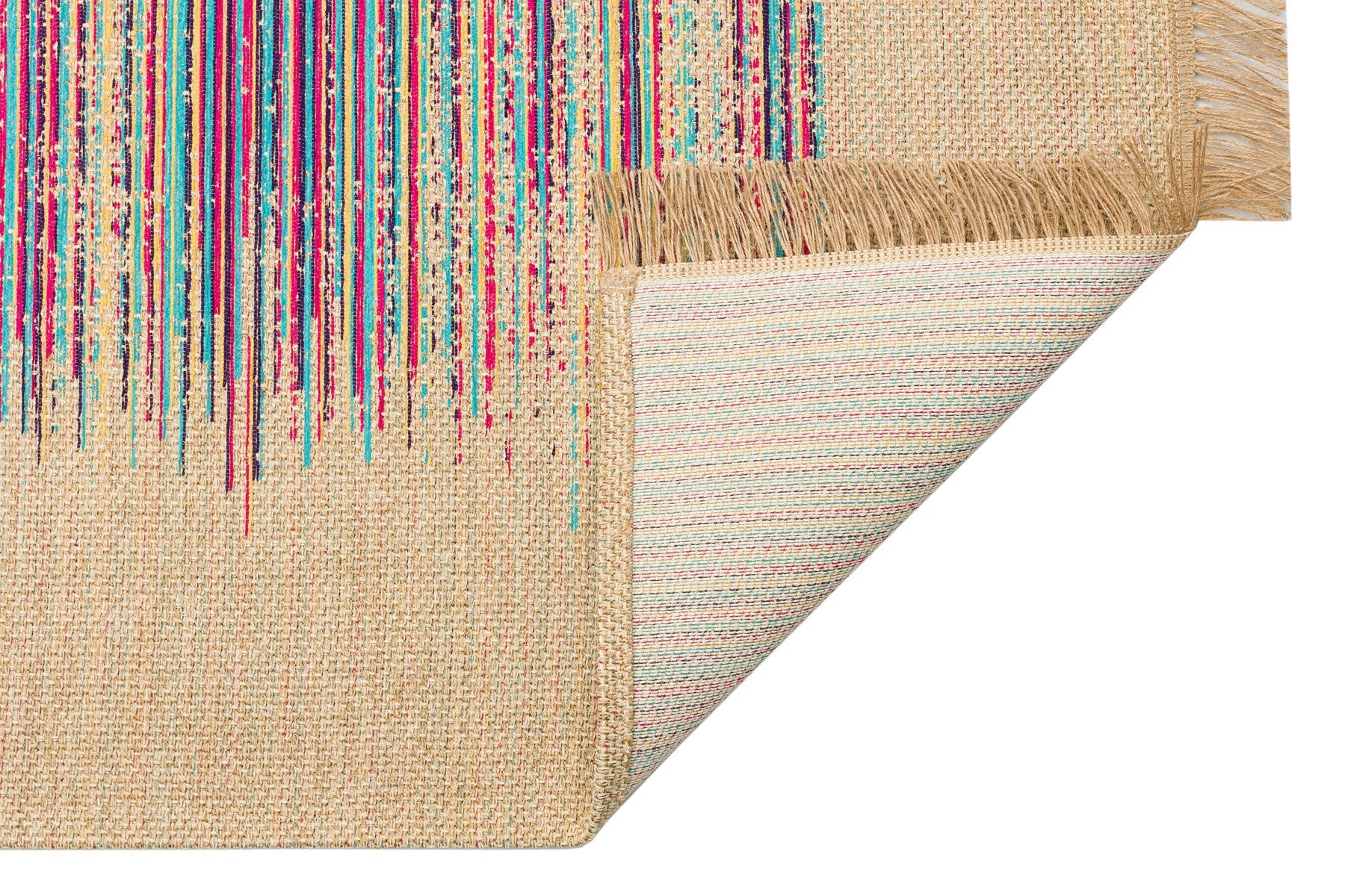 Cotton Kilim Rug – Beige Striped Kilim Carpet | Non Slip Area Rug, Flatweave Floor Mat