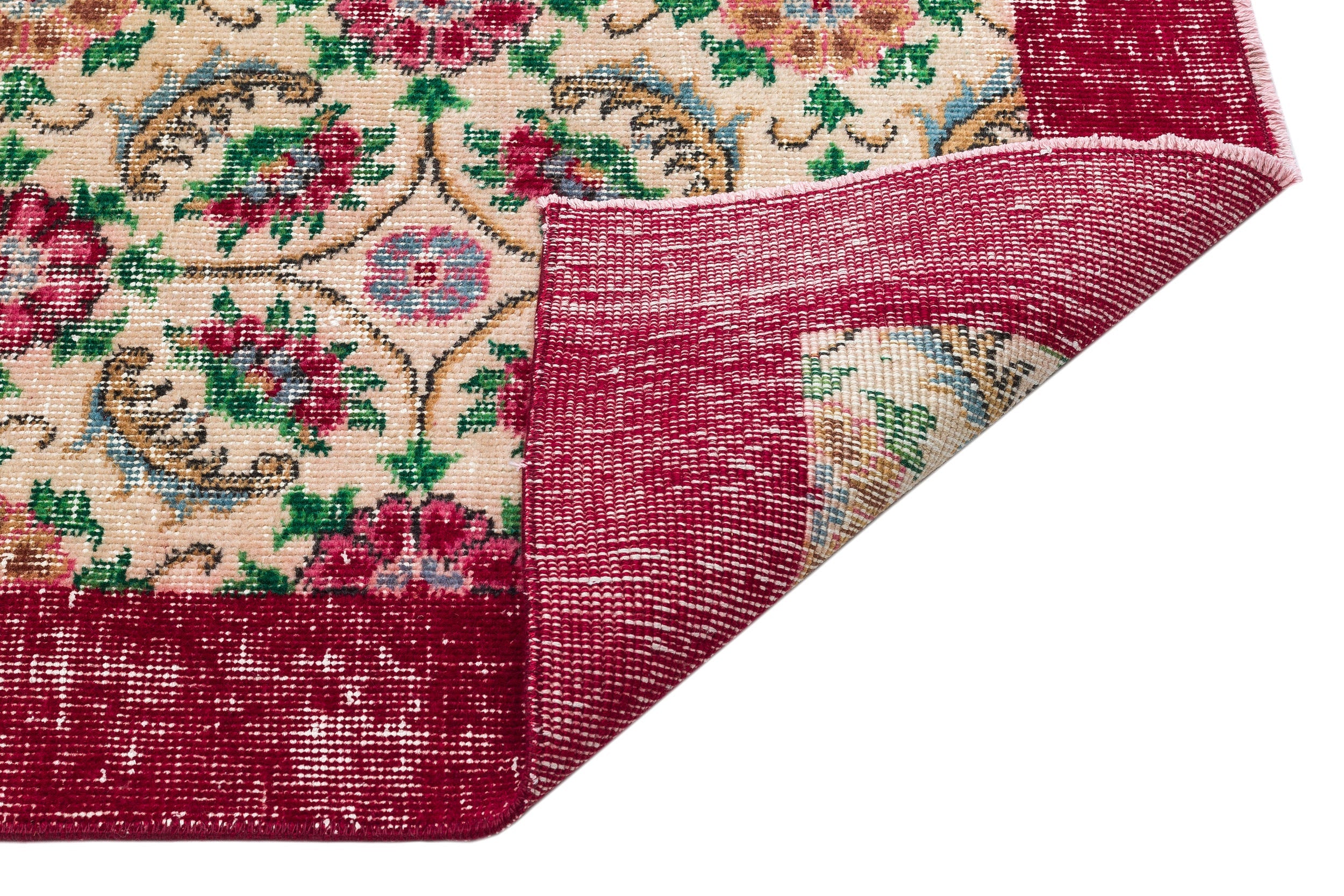 Atina Cream Vintage Wool Handmade Area Rug 4'8" x 7'8"