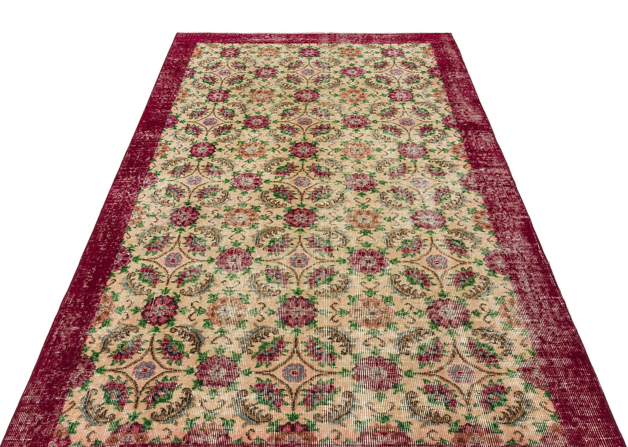Atina Cream Vintage Wool Handmade Area Rug 4'8" x 7'8"