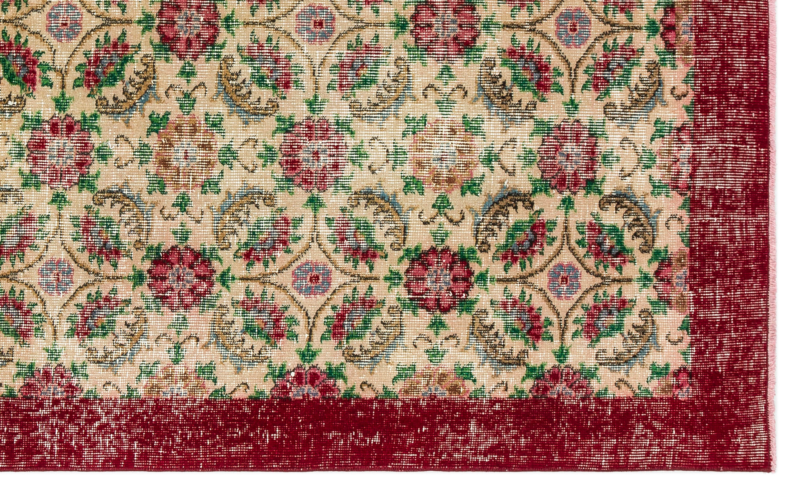 Atina Cream Vintage Wool Handmade Area Rug 4'8" x 7'8"