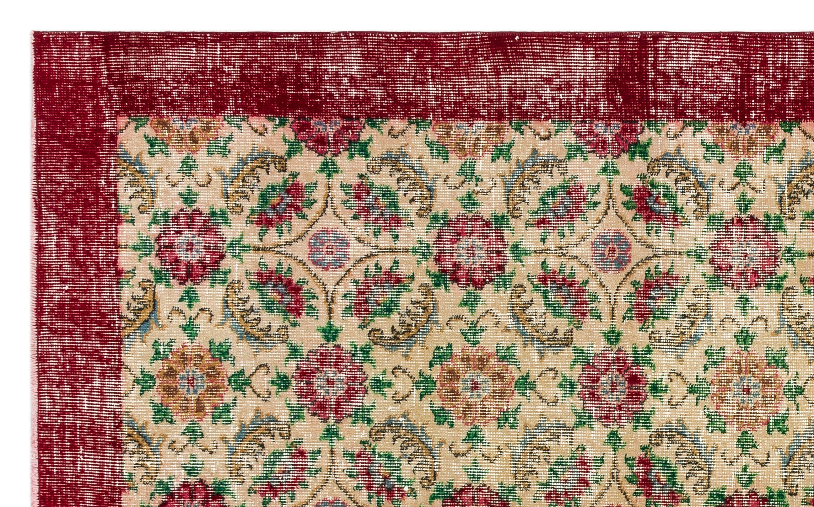 Atina Cream Vintage Wool Handmade Area Rug 4'8" x 7'8"