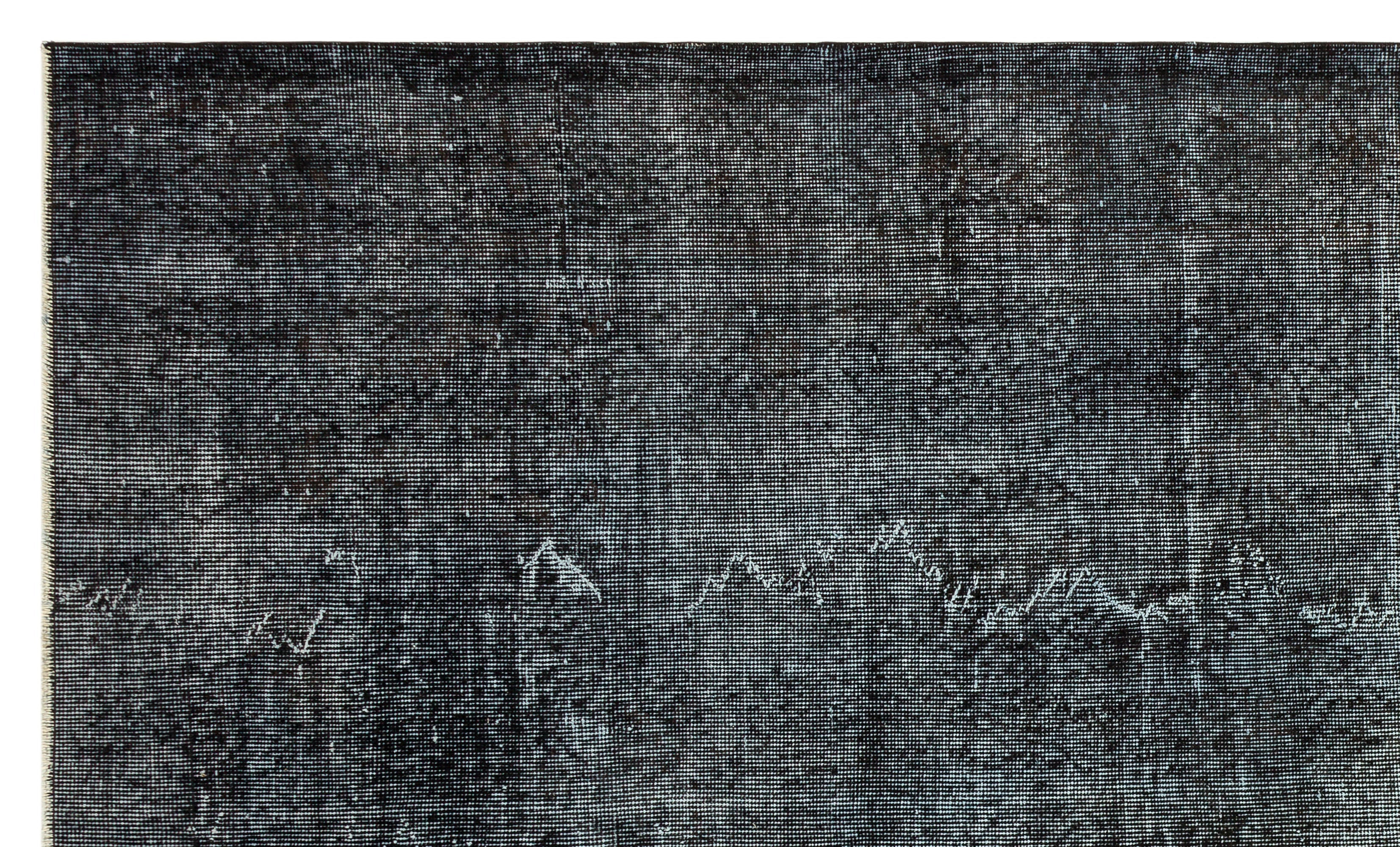 Atina Black Vintage Wool Handmade Area Rug 5'10" x 9'5"