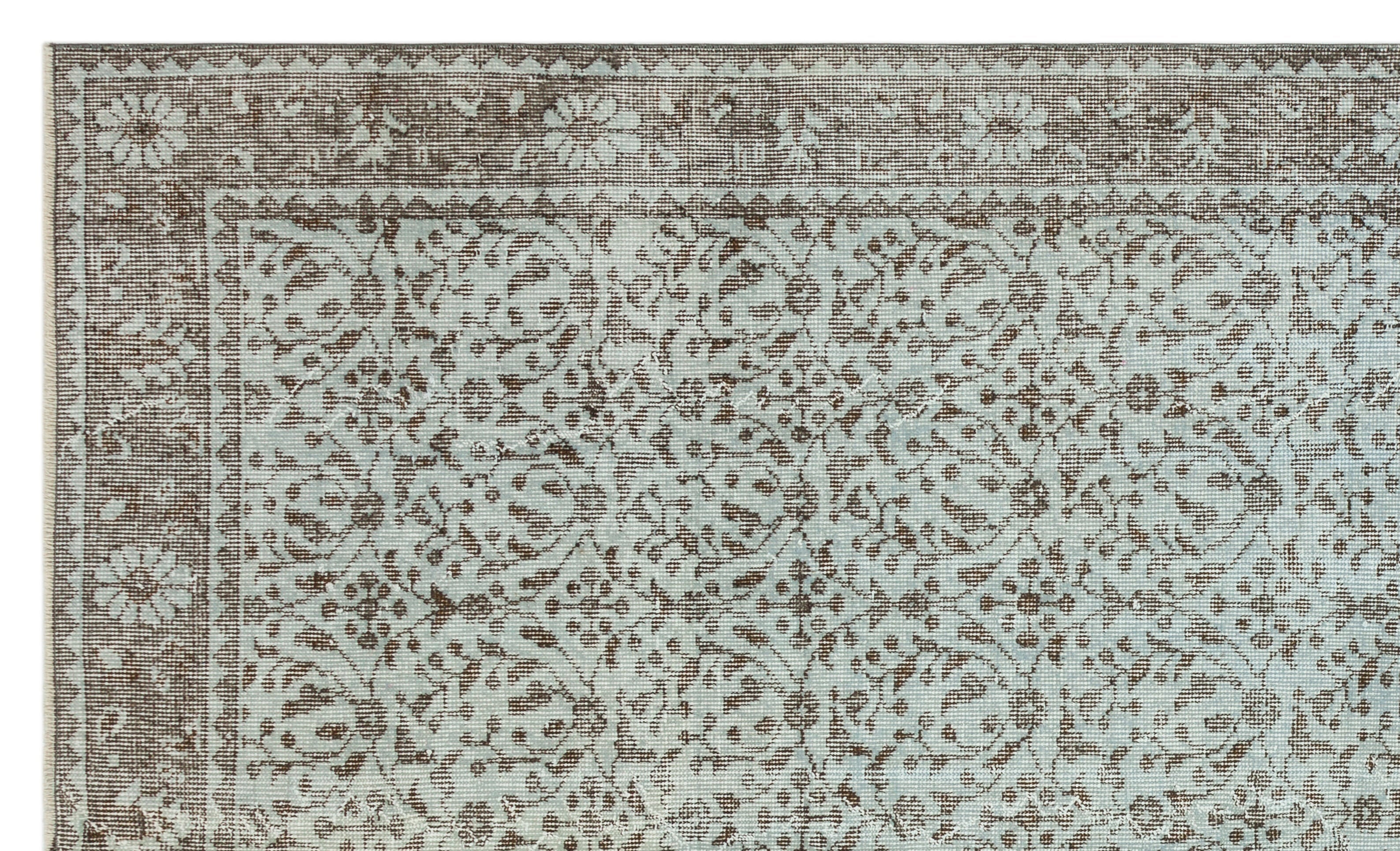 Atina Grey Vintage Wool Handmade Area Rug 5'6" x 9'3"