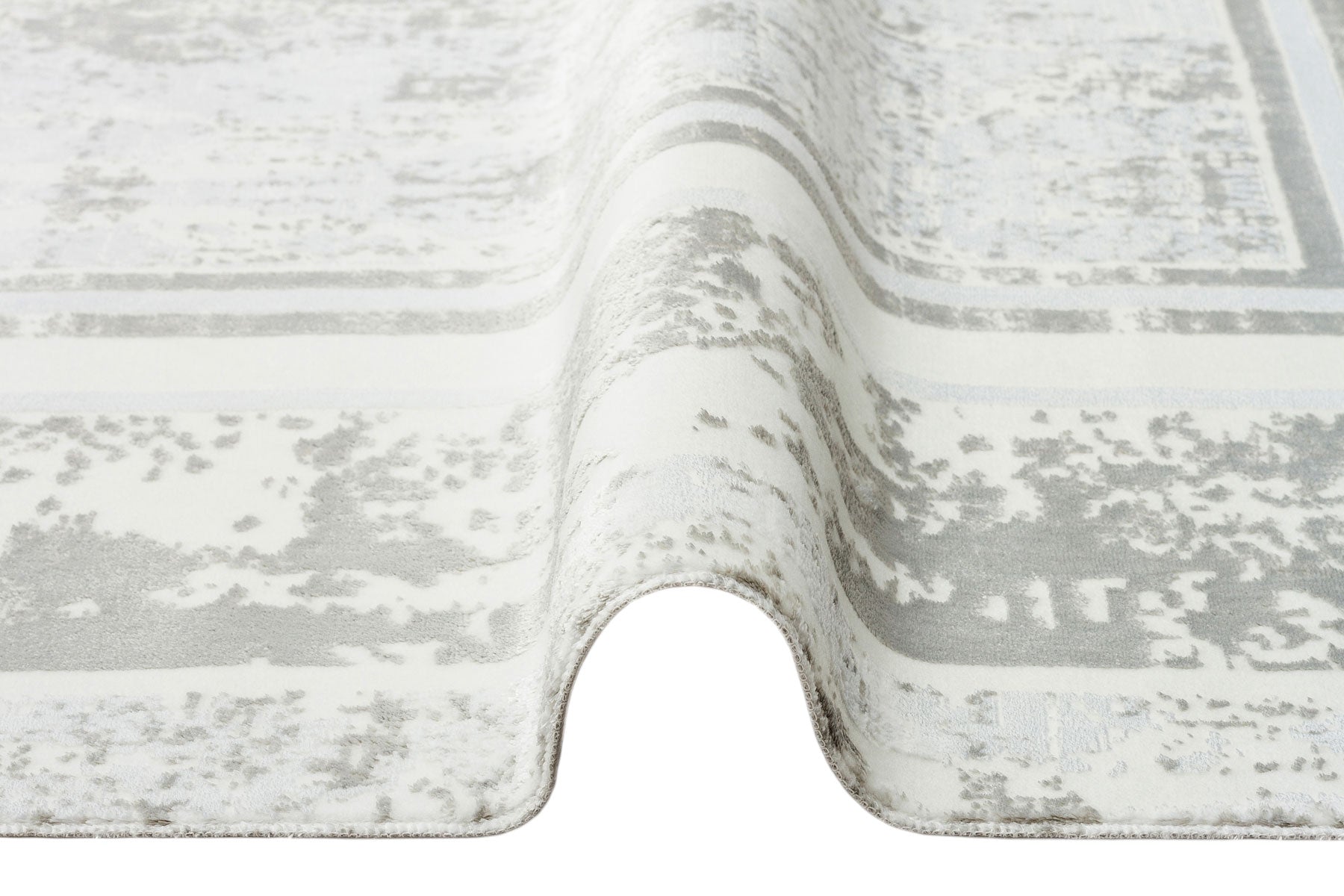 Grey Area Rug - Machine Made Rug With Non Slip Backing | Modern Carpet Frame Pattern