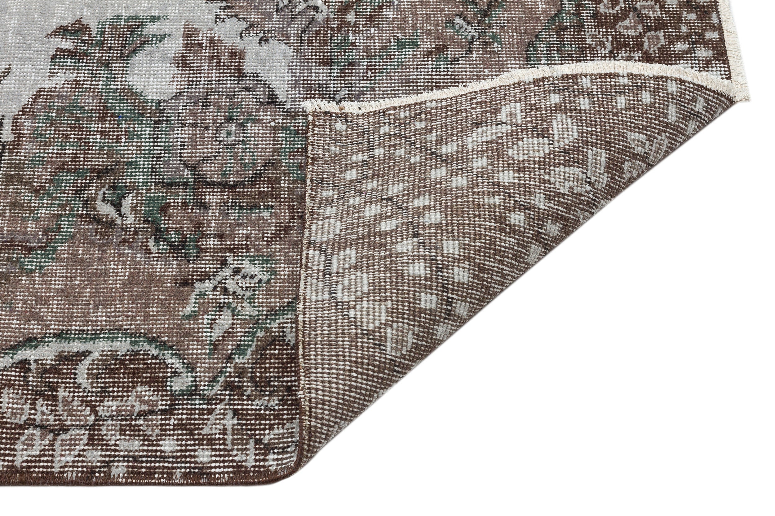 Atina Brown Vintage Wool Handmade Area Rug 5'1" x 8'4"