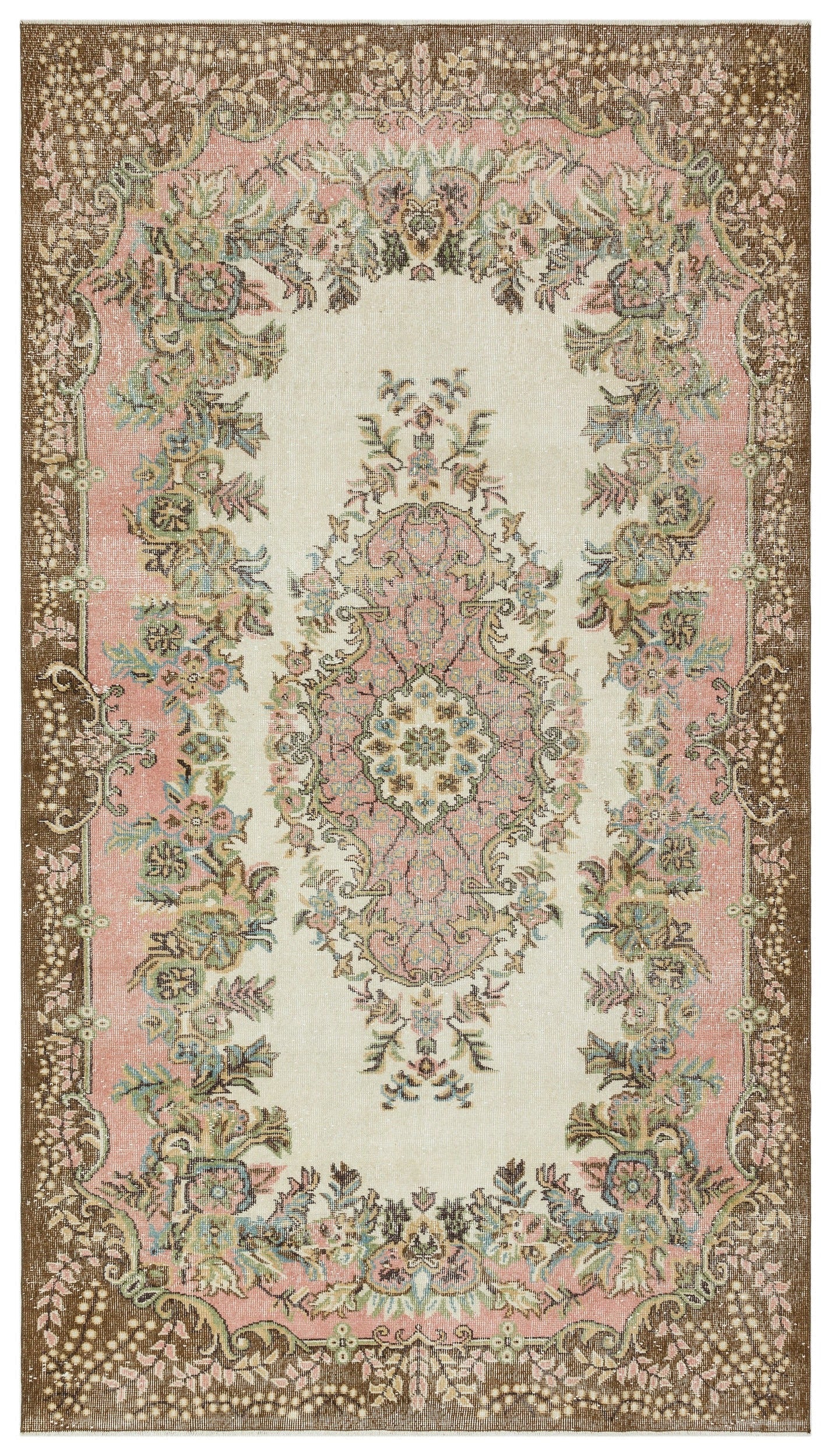 Atina Beige Vintage Wool Handmade Area Rug 6'0" x 10'5"
