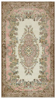 Atina Beige Vintage Wool Handmade Area Rug 6'0" x 10'5"