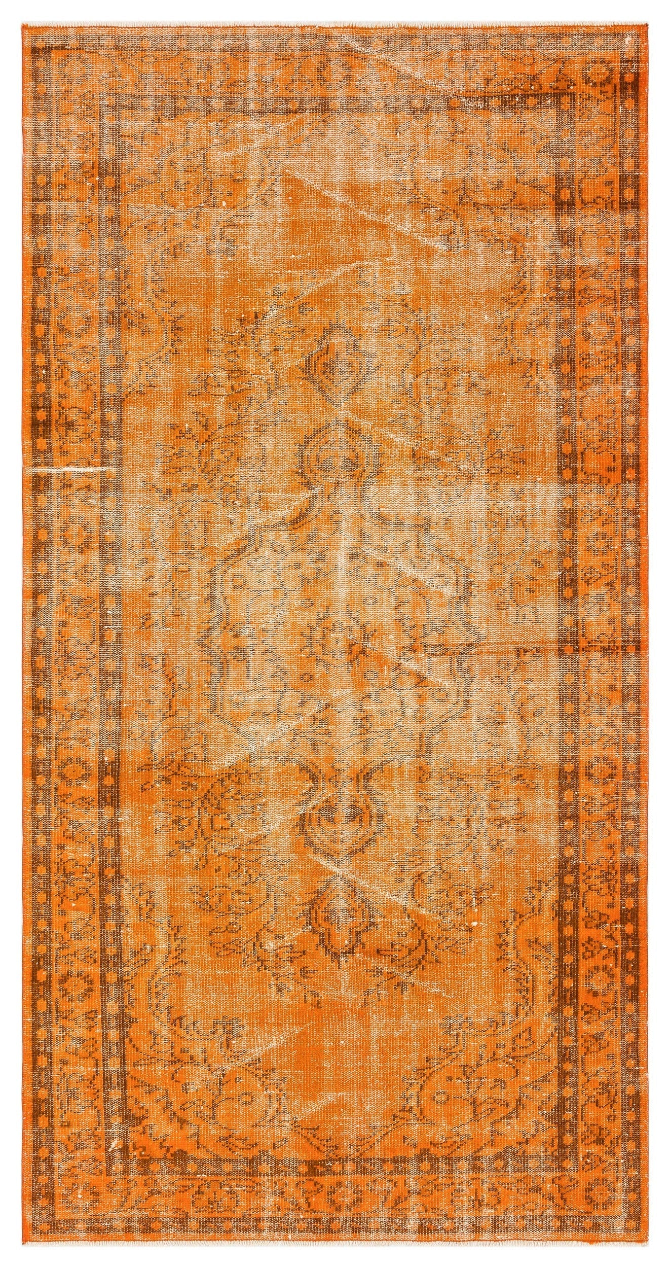 Atina Orange Vintage Wool Handmade Area Rug 4'6" x 8'7"