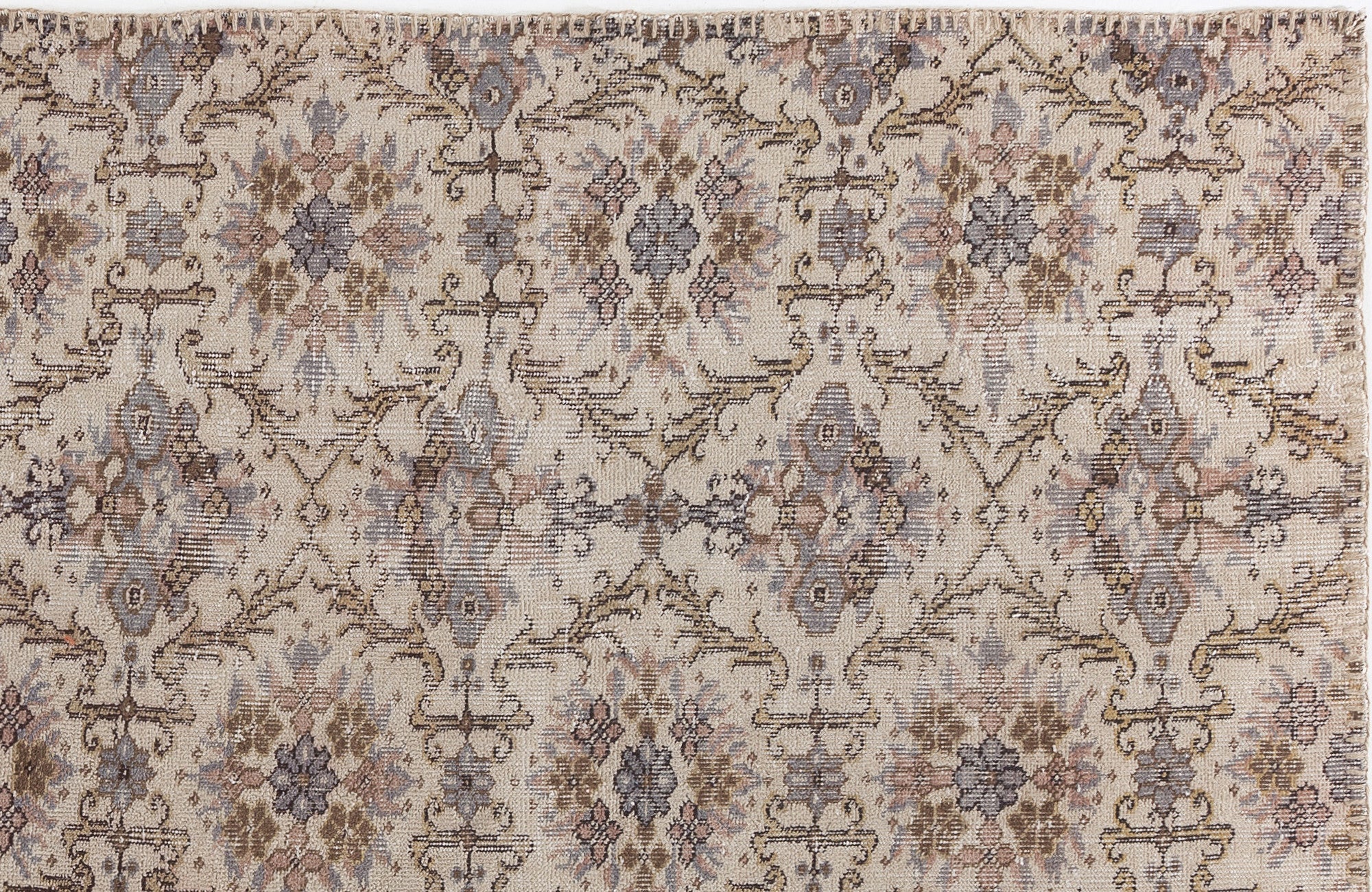 Atina Beige Vintage Wool Handmade Area Rug 4'8" x 8'2"