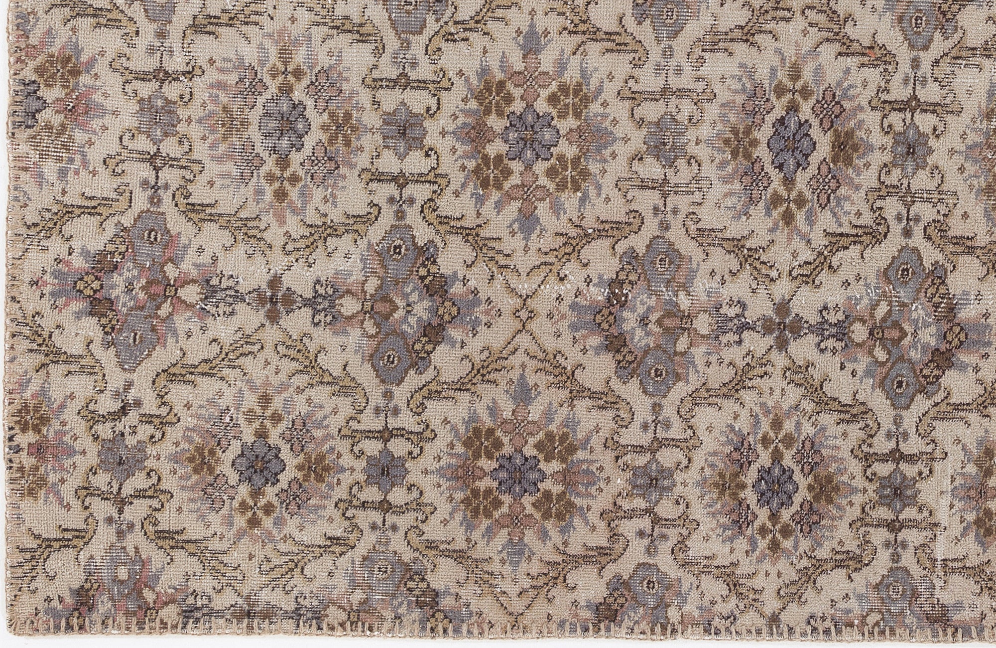 Atina Beige Vintage Wool Handmade Area Rug 4'8" x 8'2"