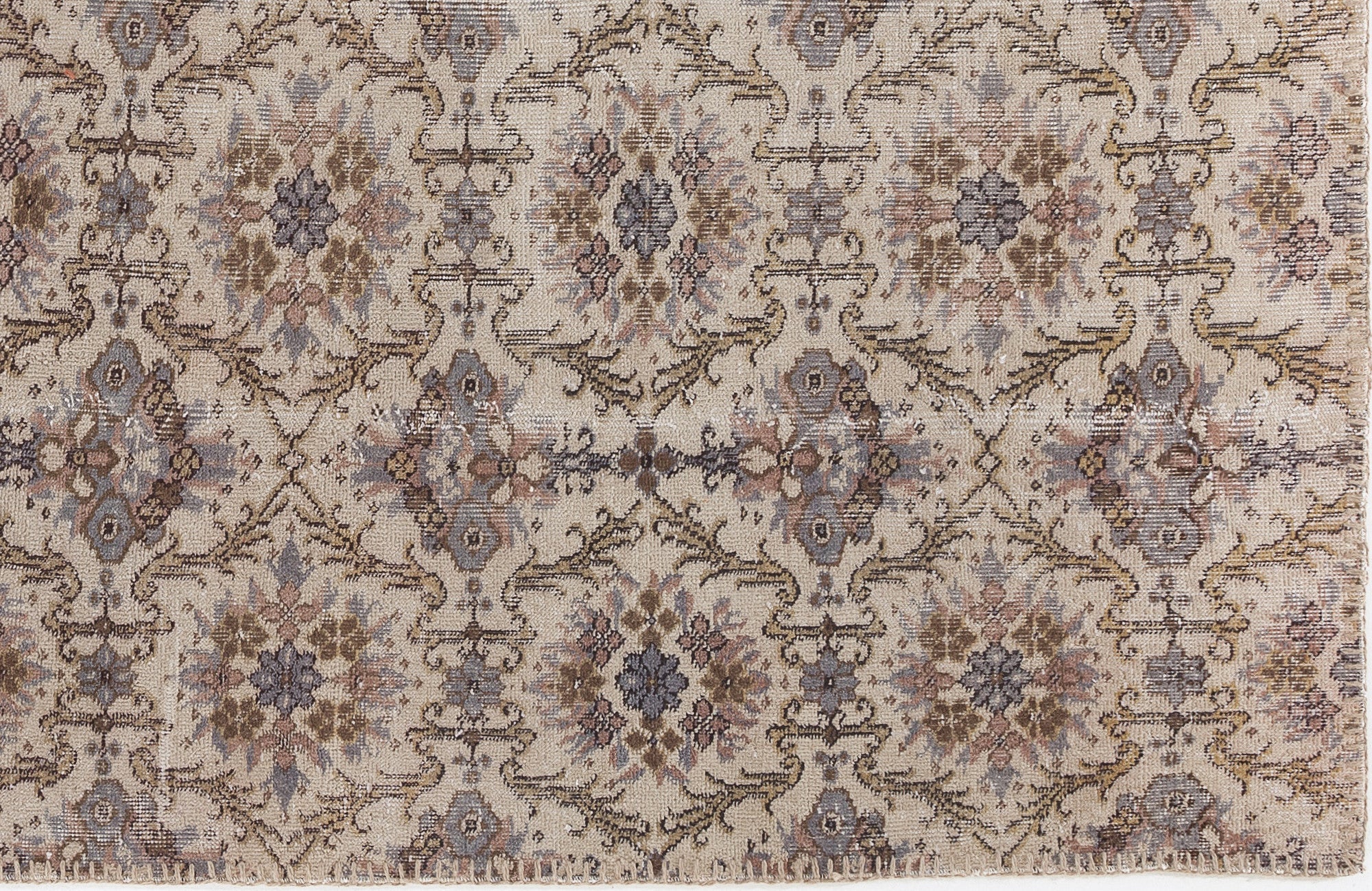 Atina Beige Vintage Wool Handmade Area Rug 4'8" x 8'2"