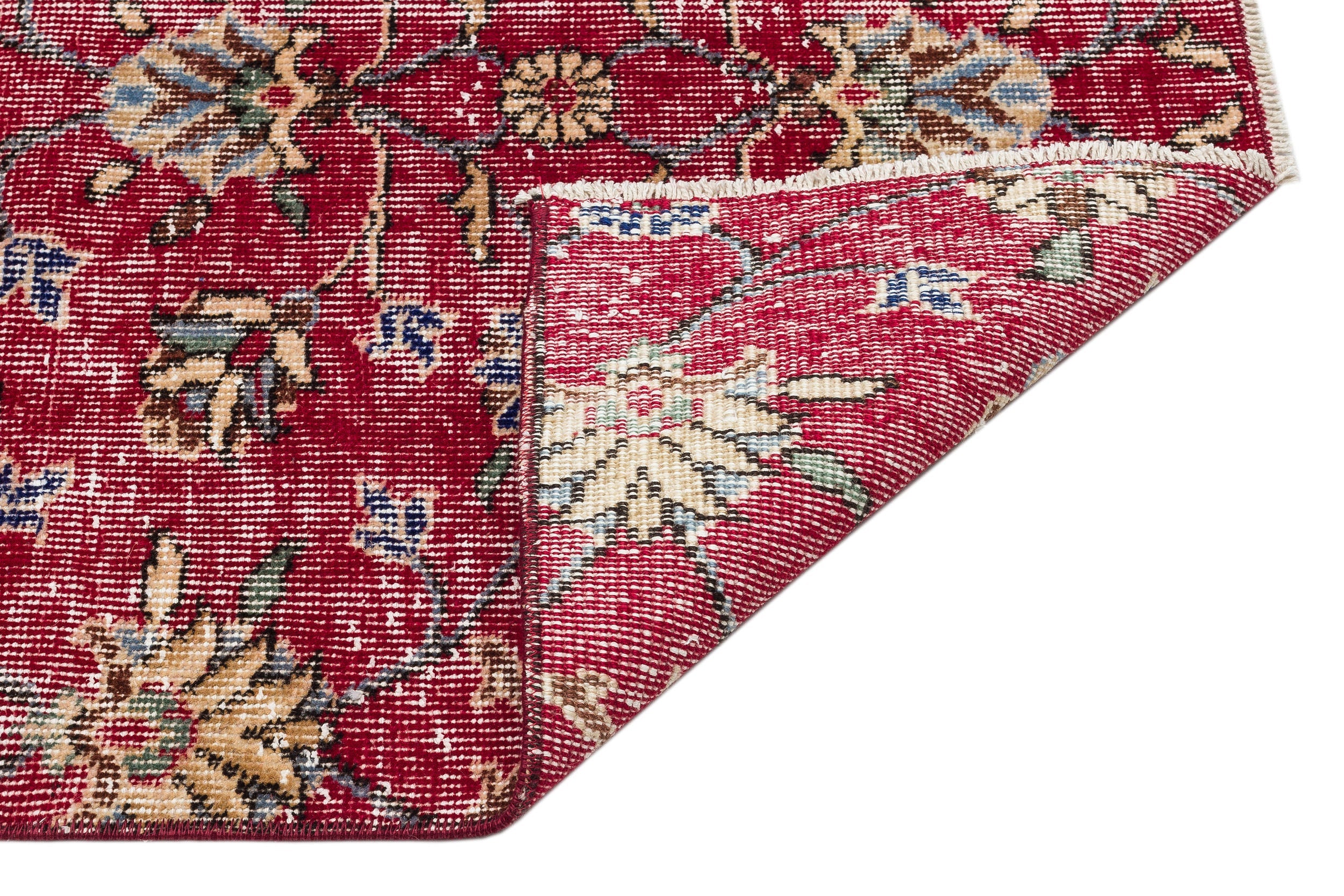 Atina Red Vintage Wool Handmade Area Rug 5'2" x 8'6"