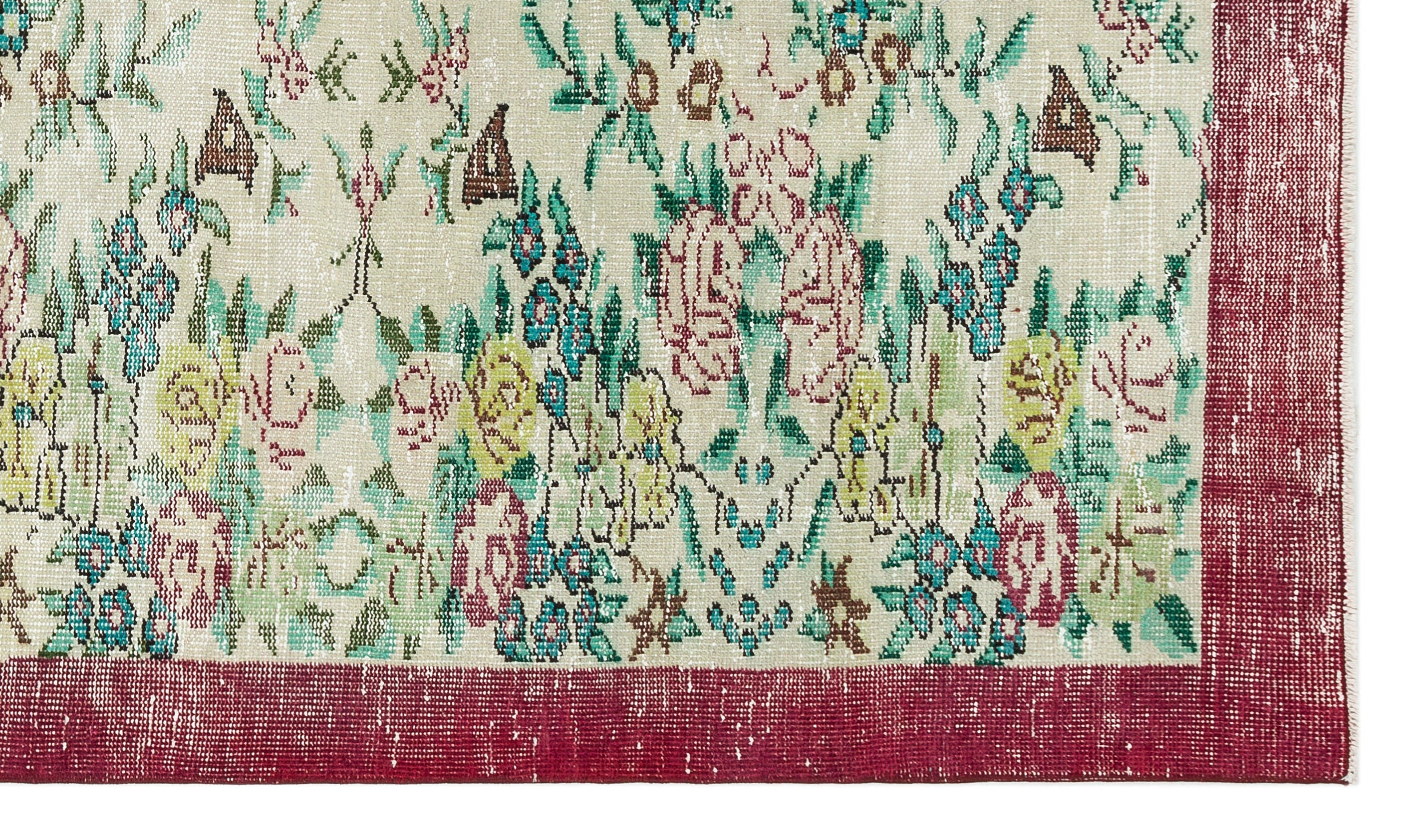 Atina Beige Vintage Wool Handmade Area Rug 4'11" x 8'3"