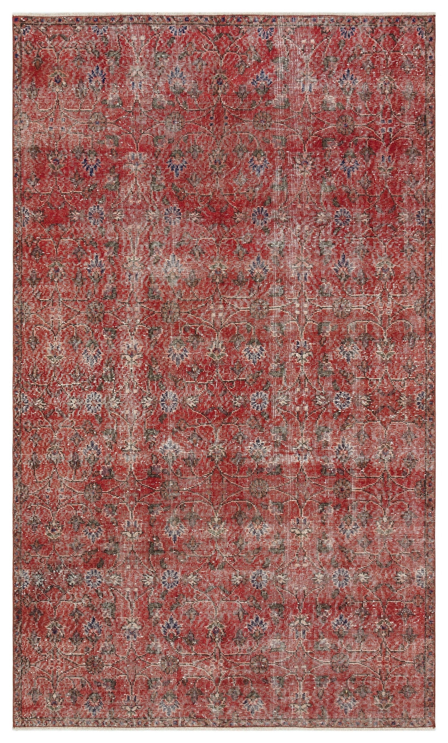 Atina Red Vintage Wool Handmade Area Rug 5'0" x 8'5"