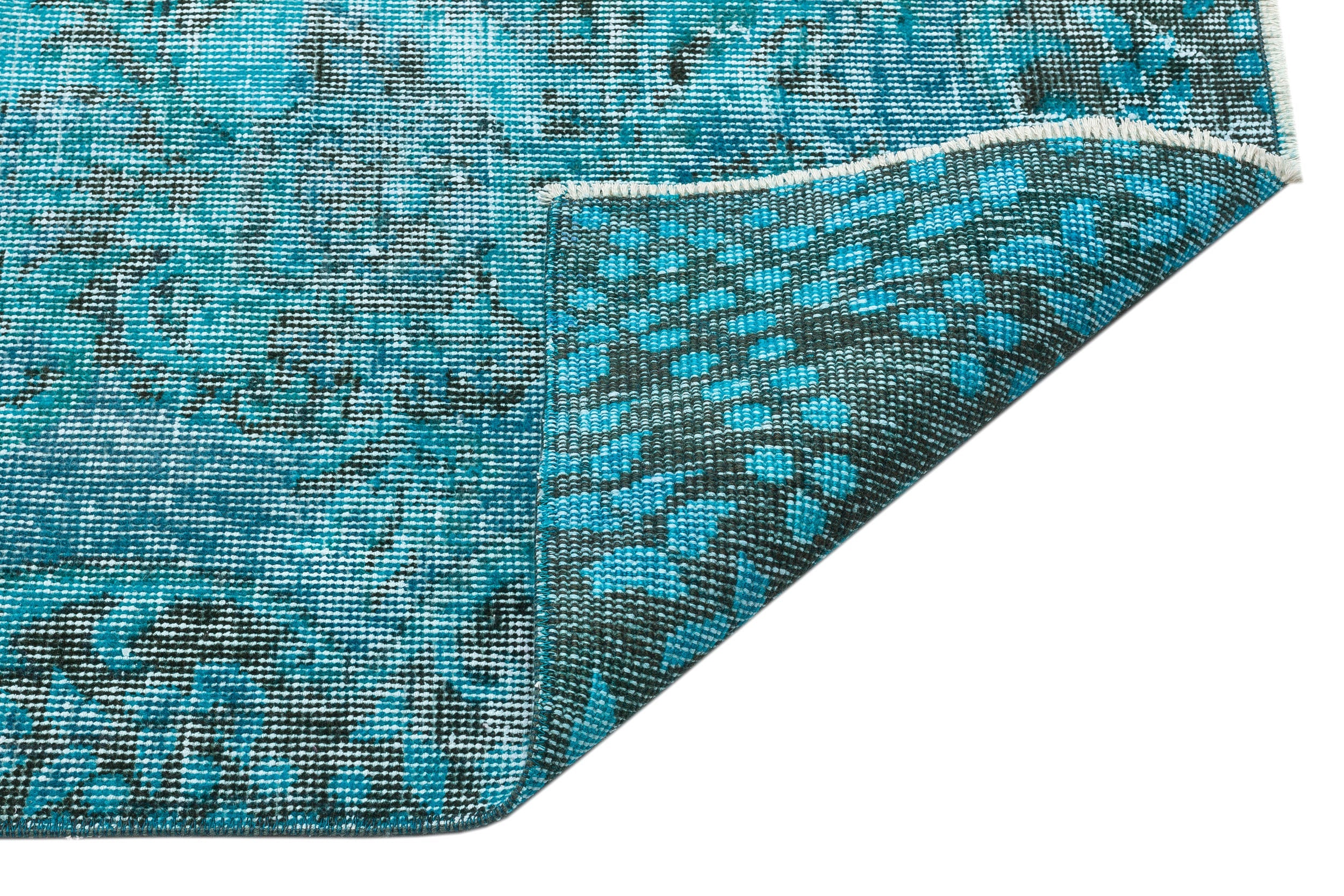 Atina Turquoise Vintage Wool Handmade Area Rug 5'4" x 8'7"