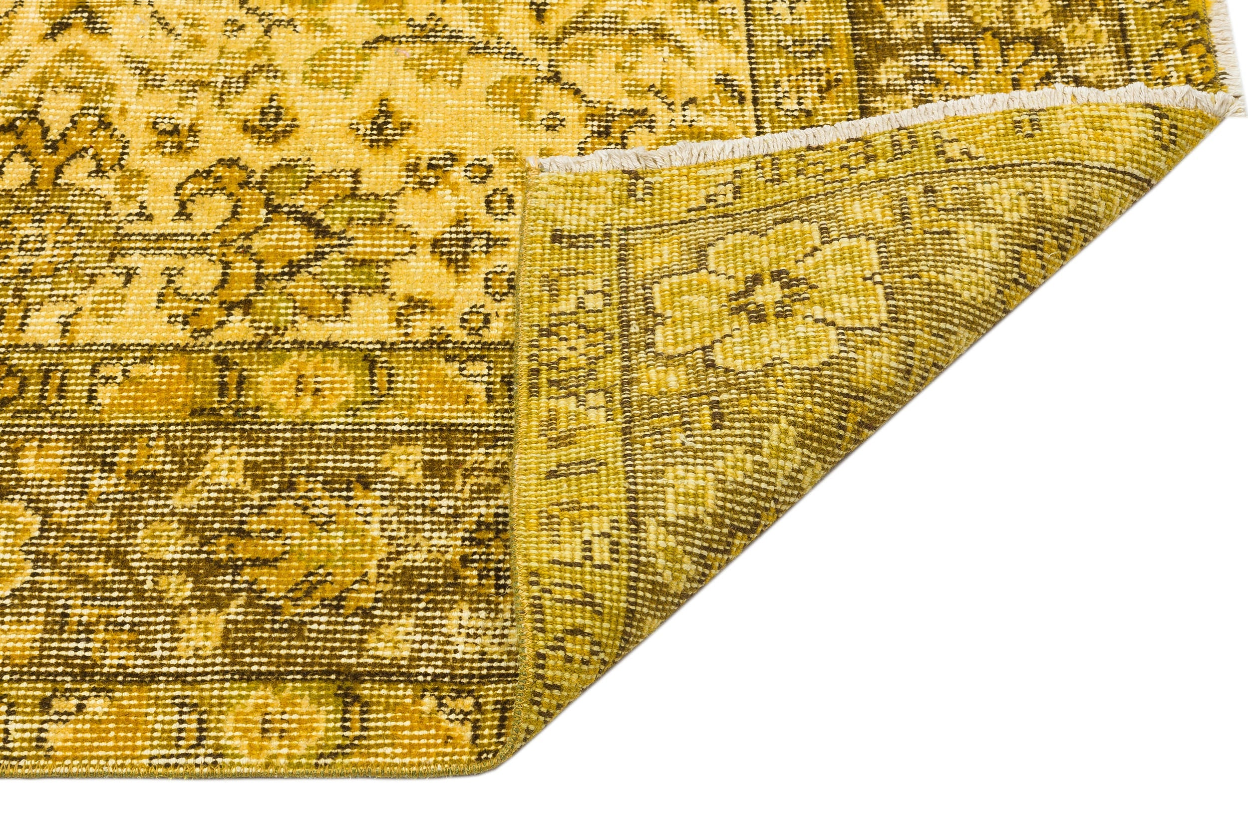 Atina Yellow Vintage Wool Handmade Area Rug 4'2" x 11'6"