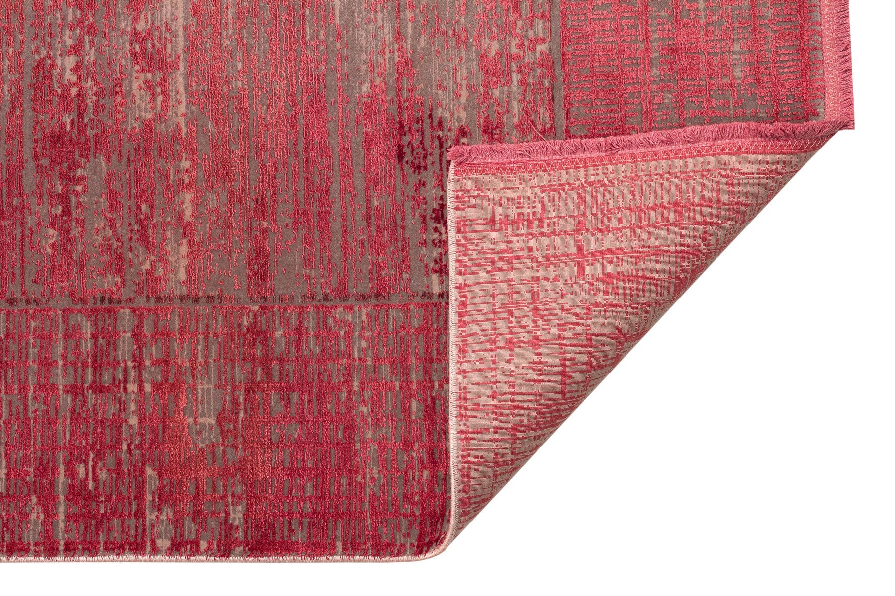 Vintage Area Rug - Burgundy Machine Made Rug With Overdyed Carpet Finish