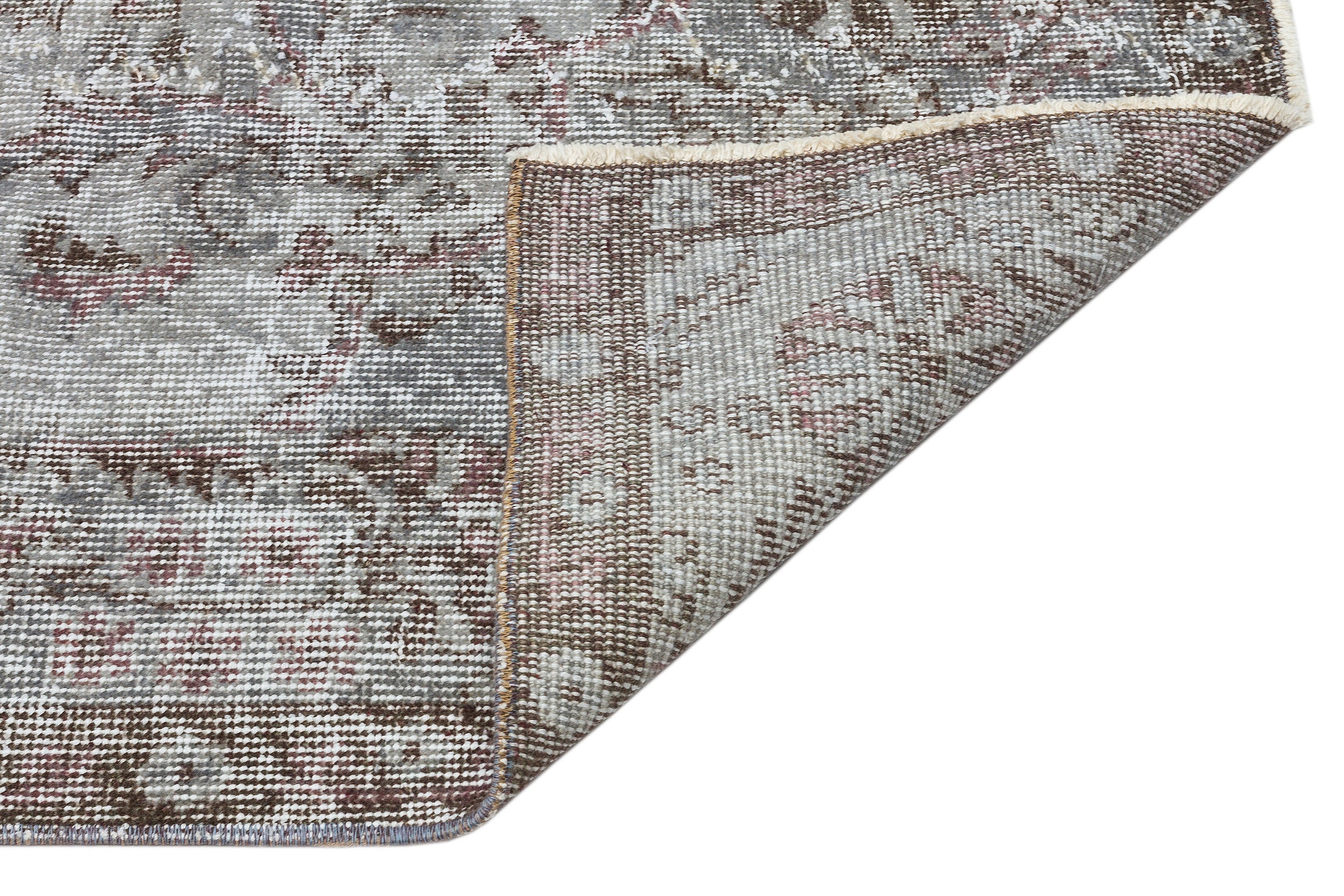 Atina Grey Vintage Wool Handmade Area Rug 5'11" x 9'2"