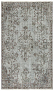 Atina Grey Vintage Wool Handmade Area Rug 5'11" x 9'2"