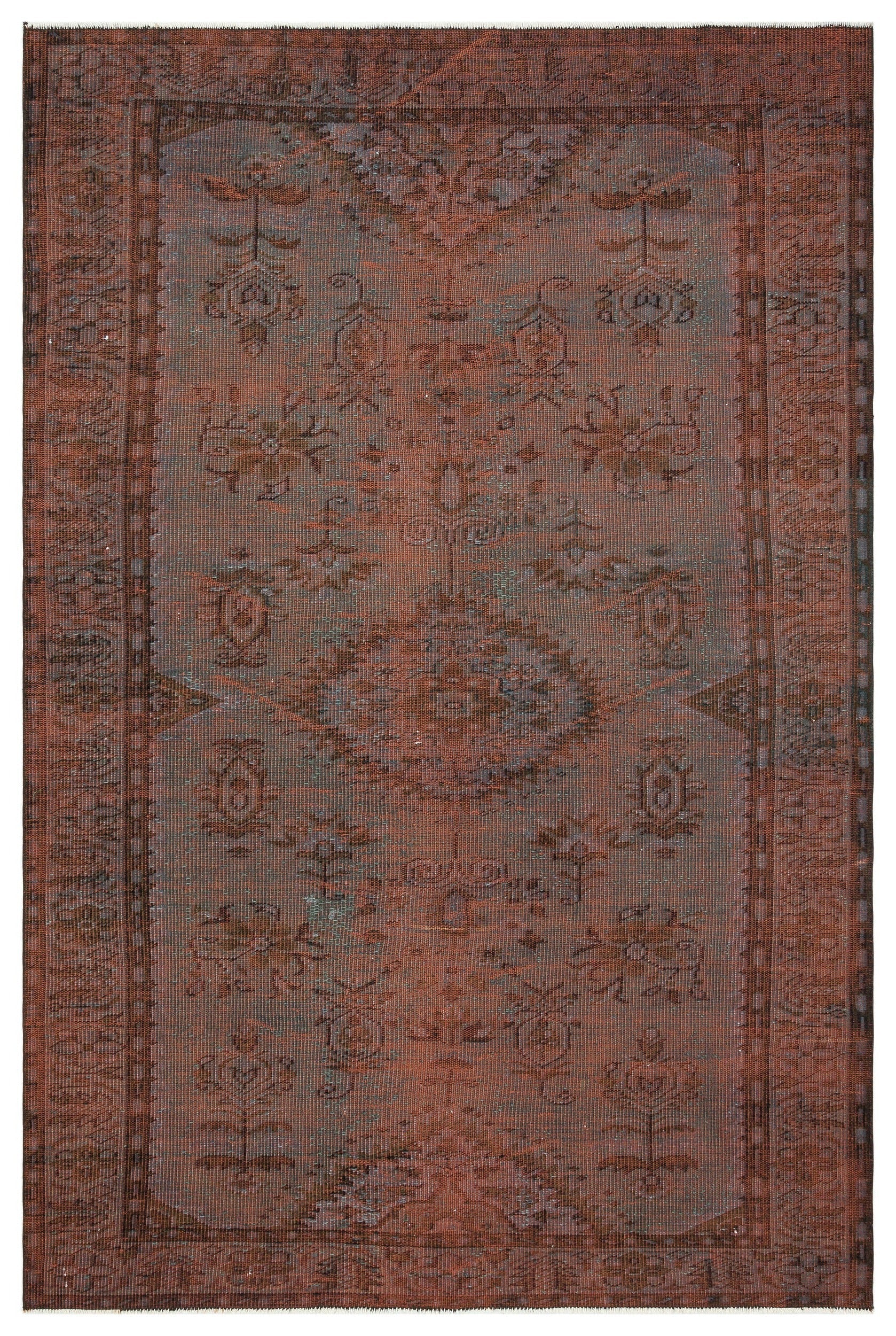 Atina Brown Vintage Wool Handmade Area Rug 5'9" x 8'10"