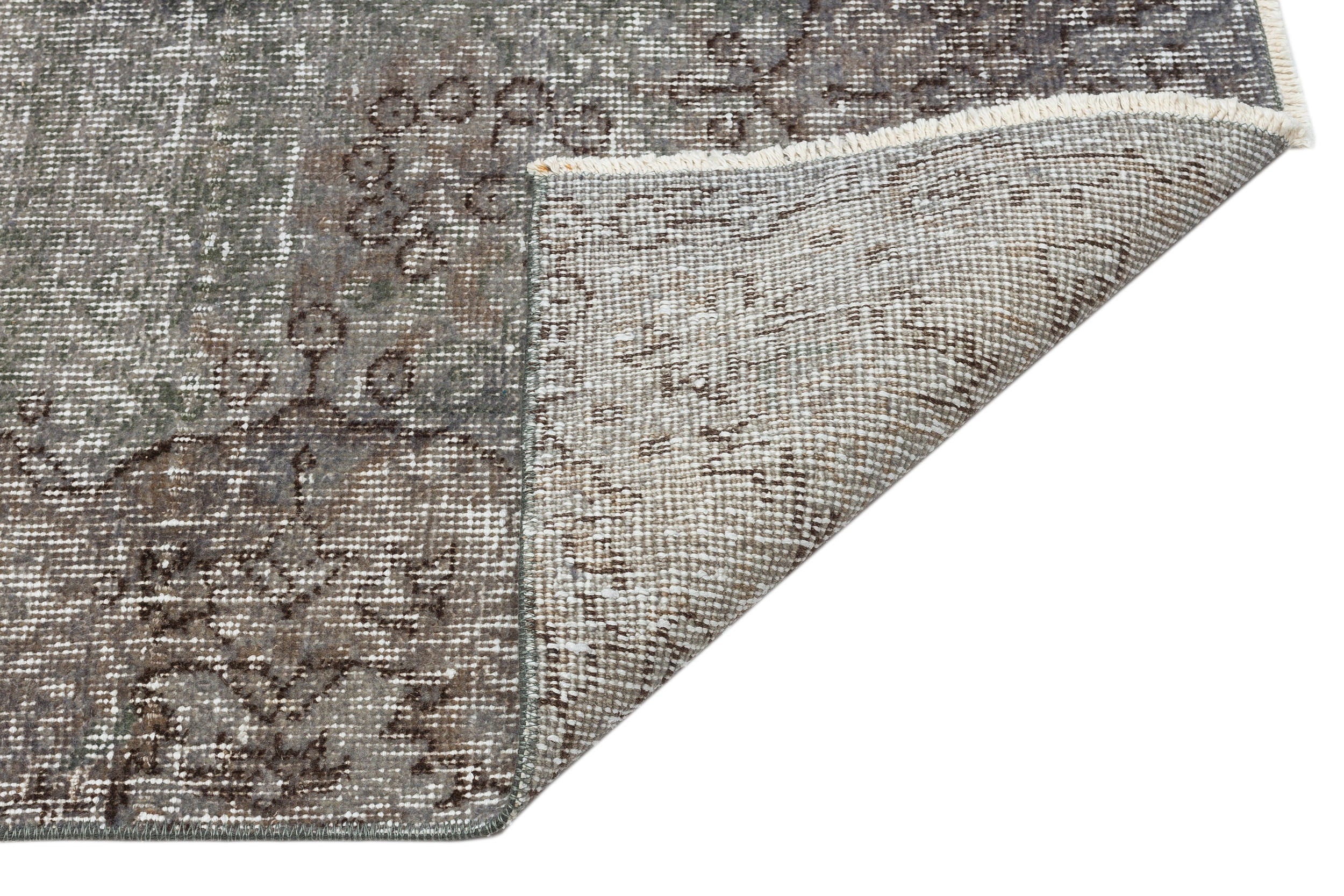 Atina Grey Vintage Wool Handmade Area Rug 4'8" x 11'6"